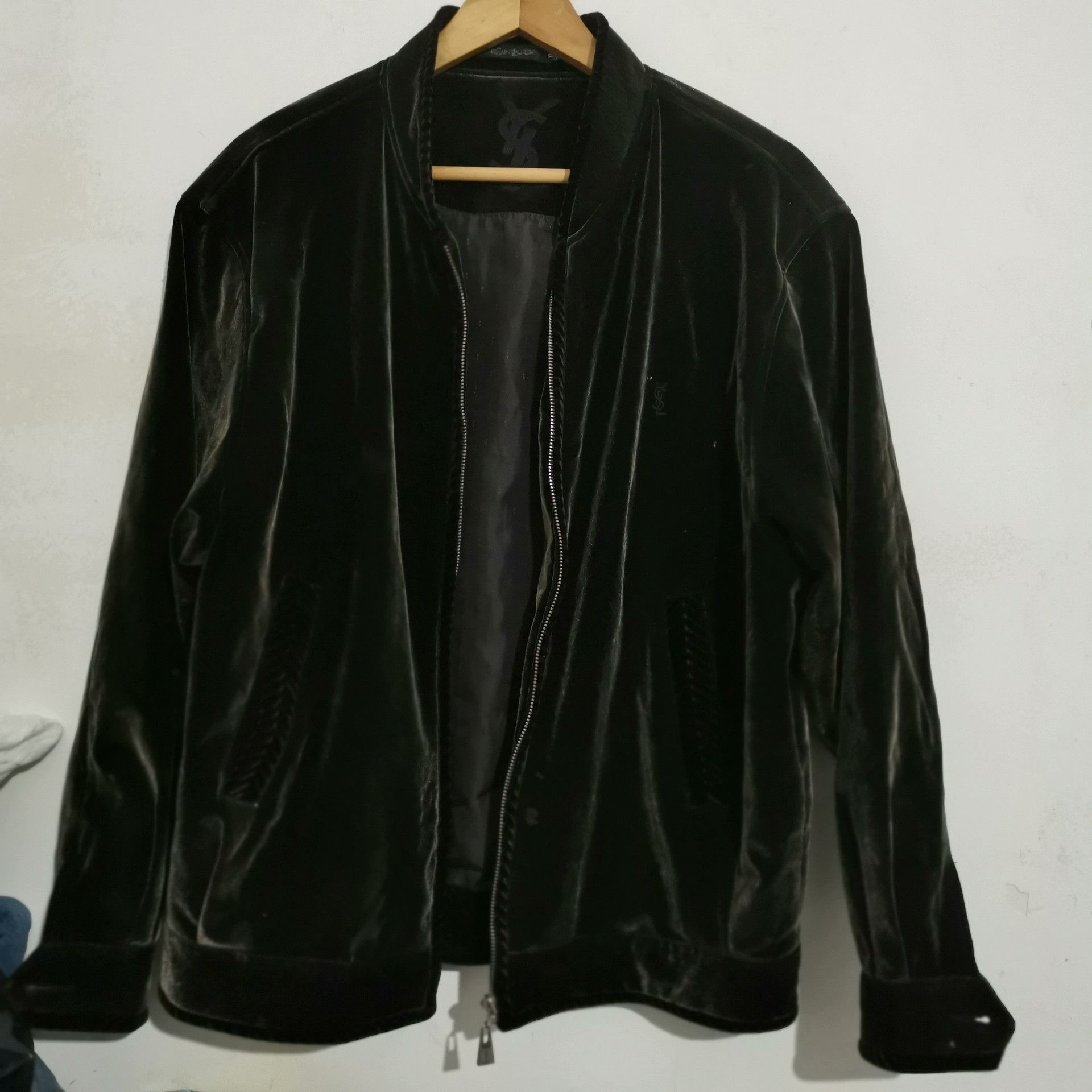 Saint Laurent Paris Yves Saint Laurent Black Velvet Bomber Jacket Size US XL / EU 56 / 4 - 2 Thumbnail