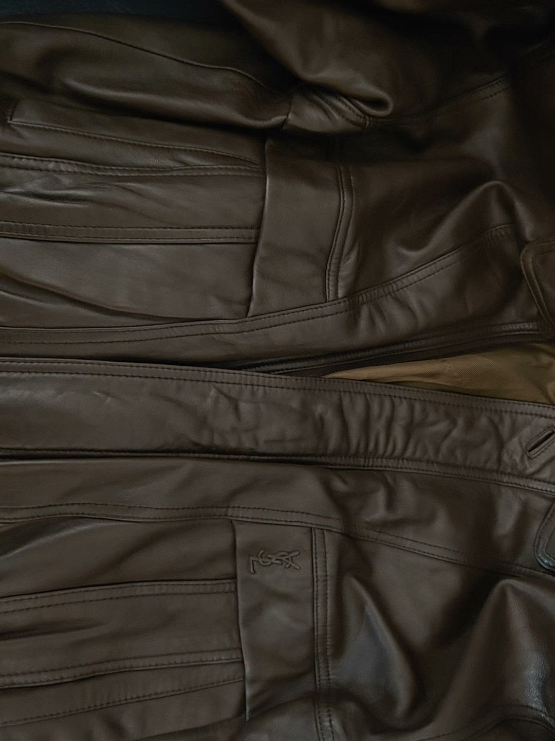 Saint Laurent Paris YSL Vintage Brown Men's Leather Jacket Size US L / EU 52-54 / 3 - 7 Thumbnail