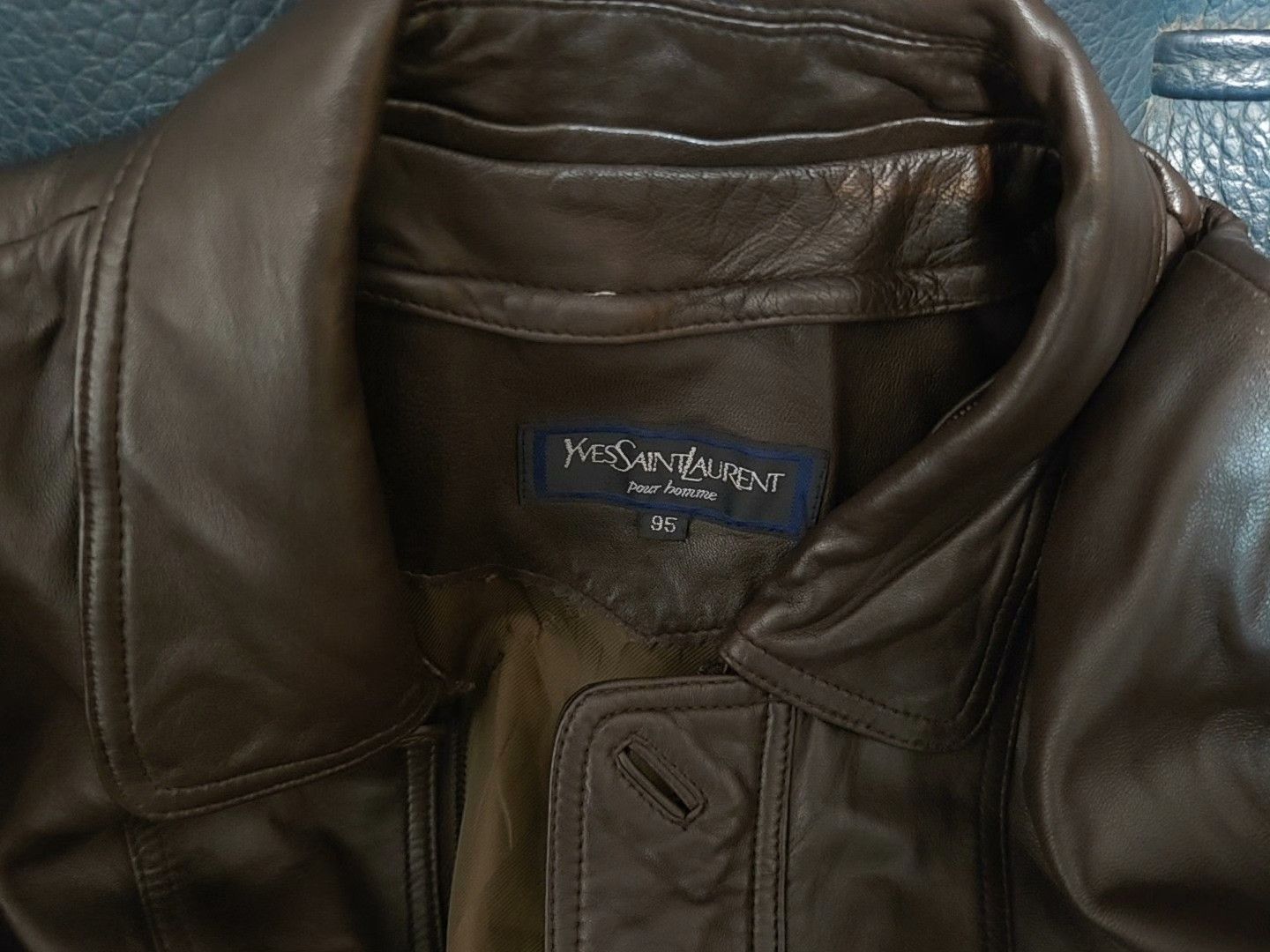Saint Laurent Paris YSL Vintage Brown Men's Leather Jacket Size US L / EU 52-54 / 3 - 2 Thumbnail