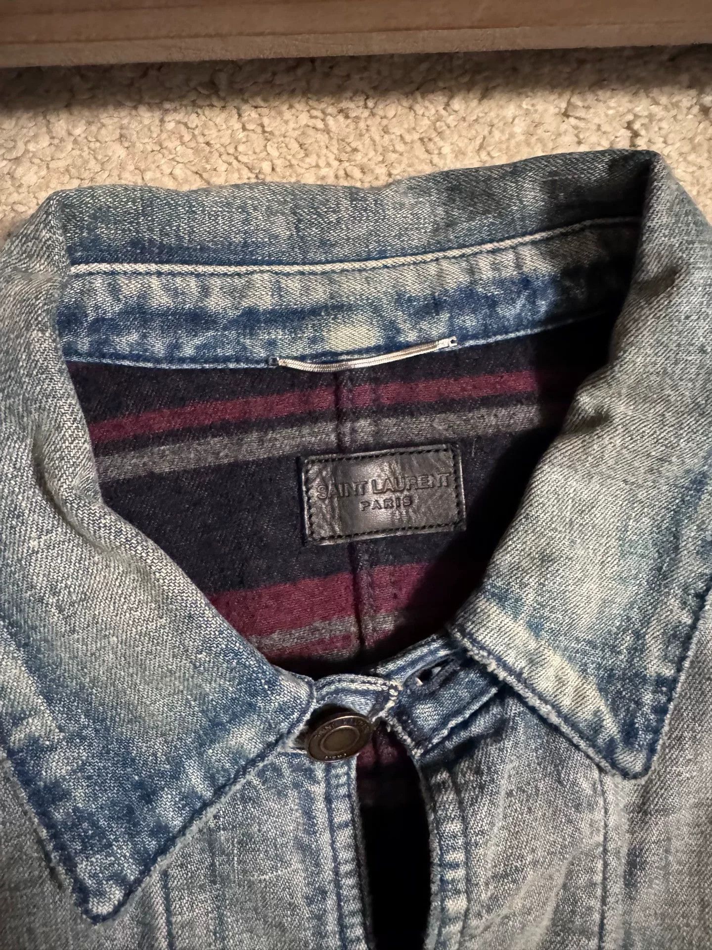 Saint Laurent Paris Saint Laurent Distressed Denim Jacket Size US L / EU 52-54 / 3 - 2 Thumbnail