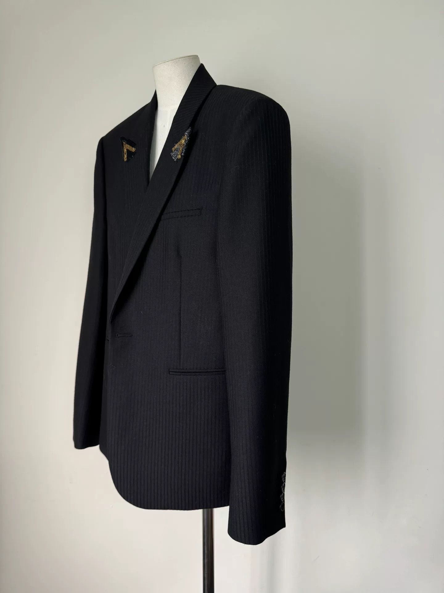Saint Laurent Paris Saint Laurent Black Pinstriped Blazer Size US M / EU 48-50 / 2 - 3 Thumbnail