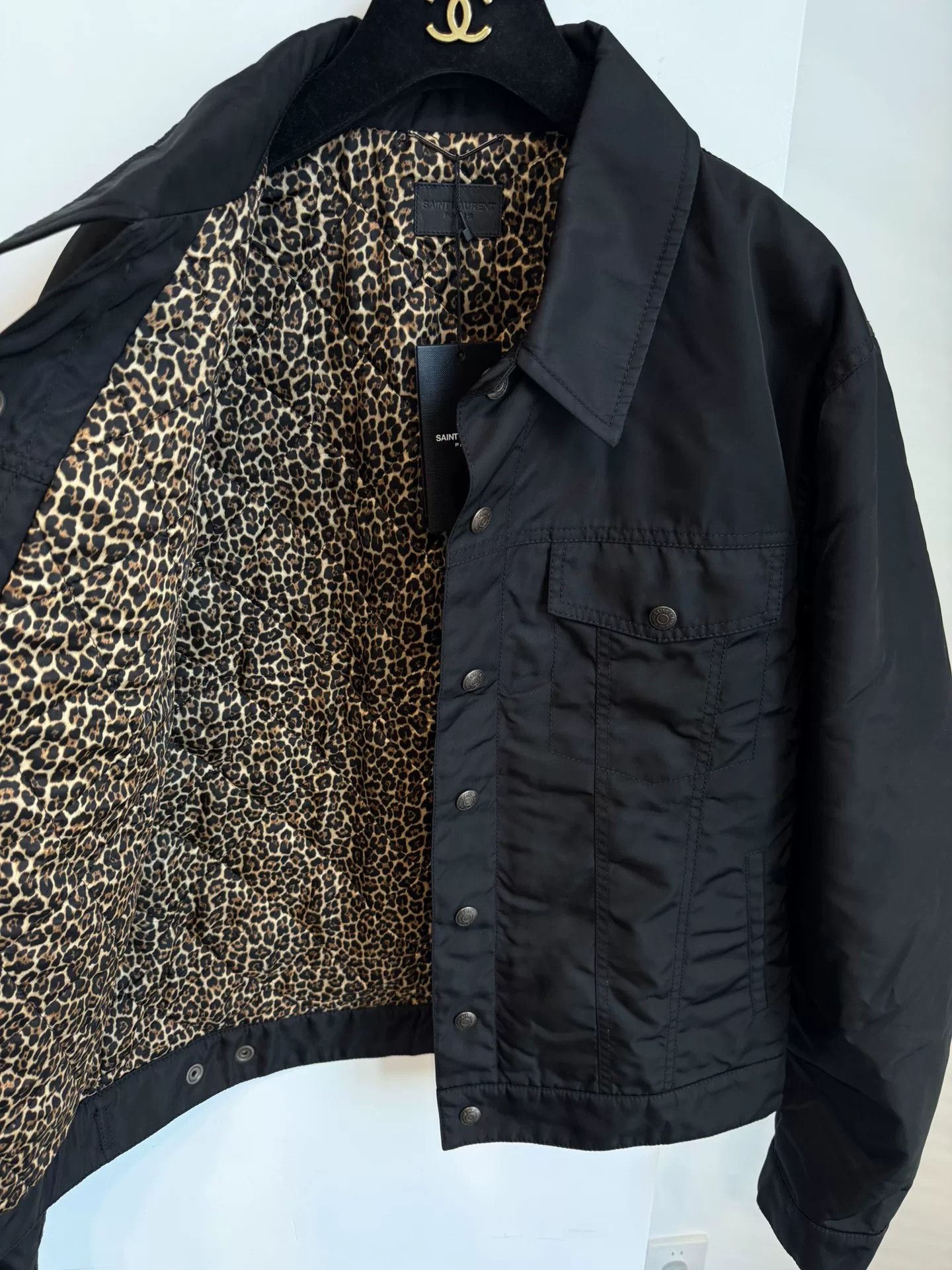 Saint Laurent Paris Saint Laurent SLP Black Leopard Lining Jacket Size US M / EU 48-50 / 2 - 2 Thumbnail