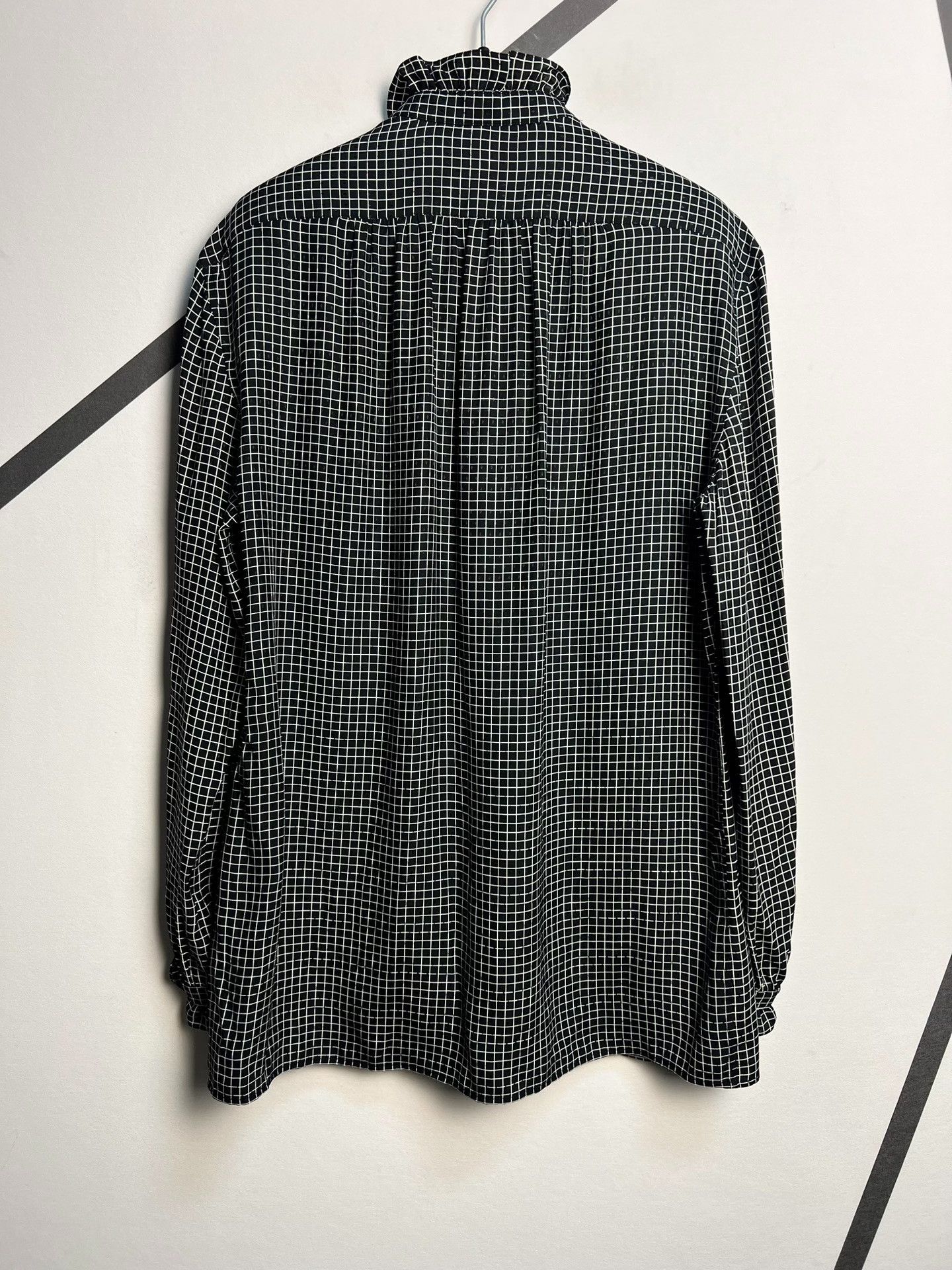 Saint Laurent Paris Saint Laurent SLP 2022 Runway Ruffled Grid Silk Shirt Size S / US 4 / IT 40 - 2 Thumbnail