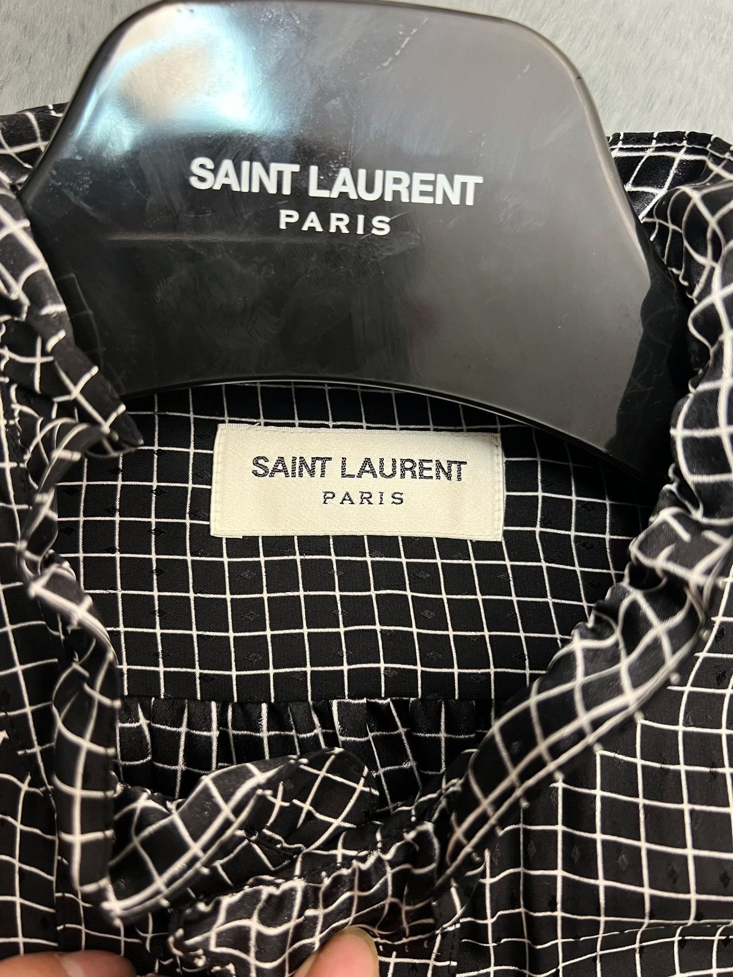 Saint Laurent Paris Saint Laurent SLP 2022 Runway Ruffled Grid Silk Shirt Size S / US 4 / IT 40 - 3 Thumbnail