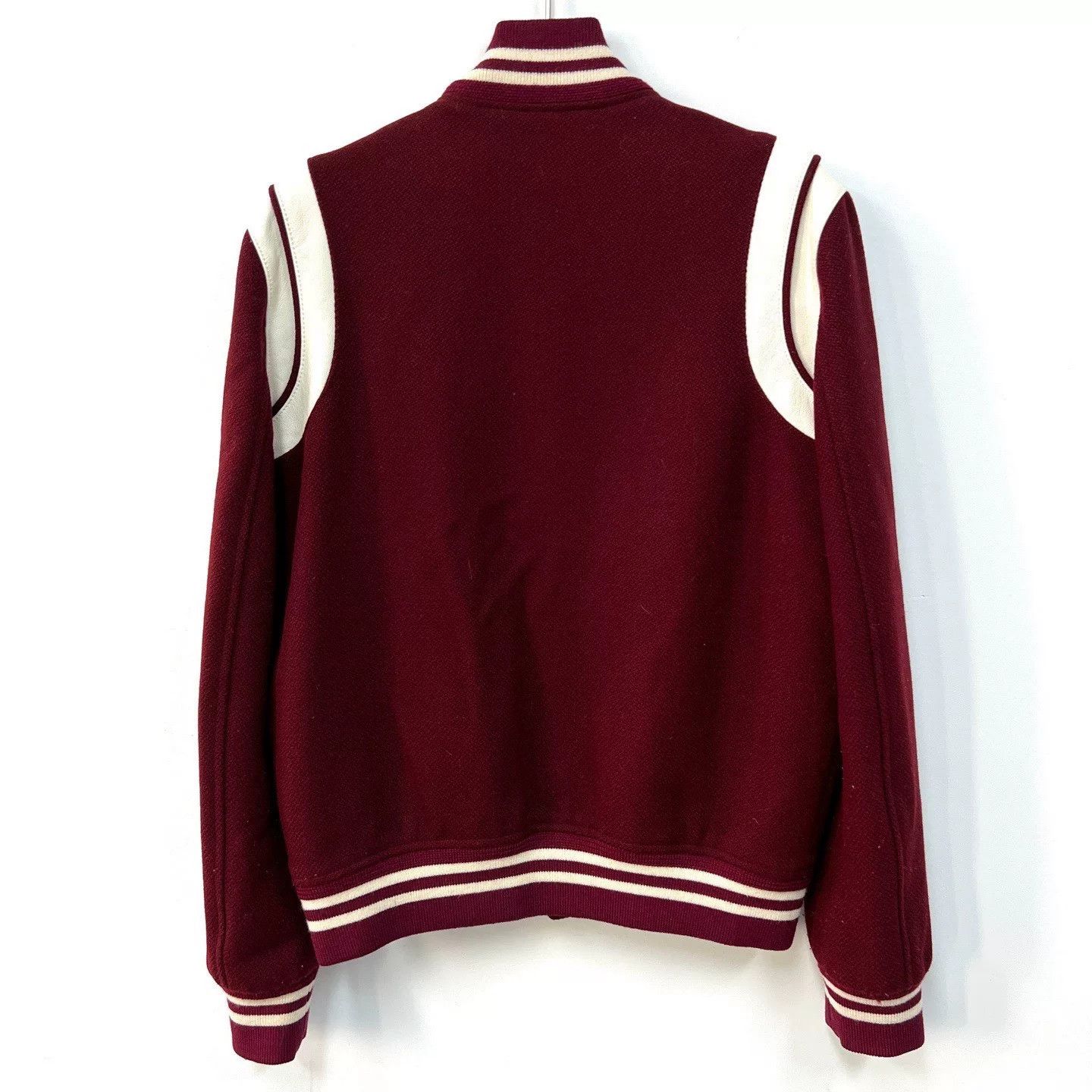 Saint Laurent Paris SAINT LAURENT Burgundy Varsity Wool Jacket Size US S / EU 44-46 / 1 - 2 Thumbnail