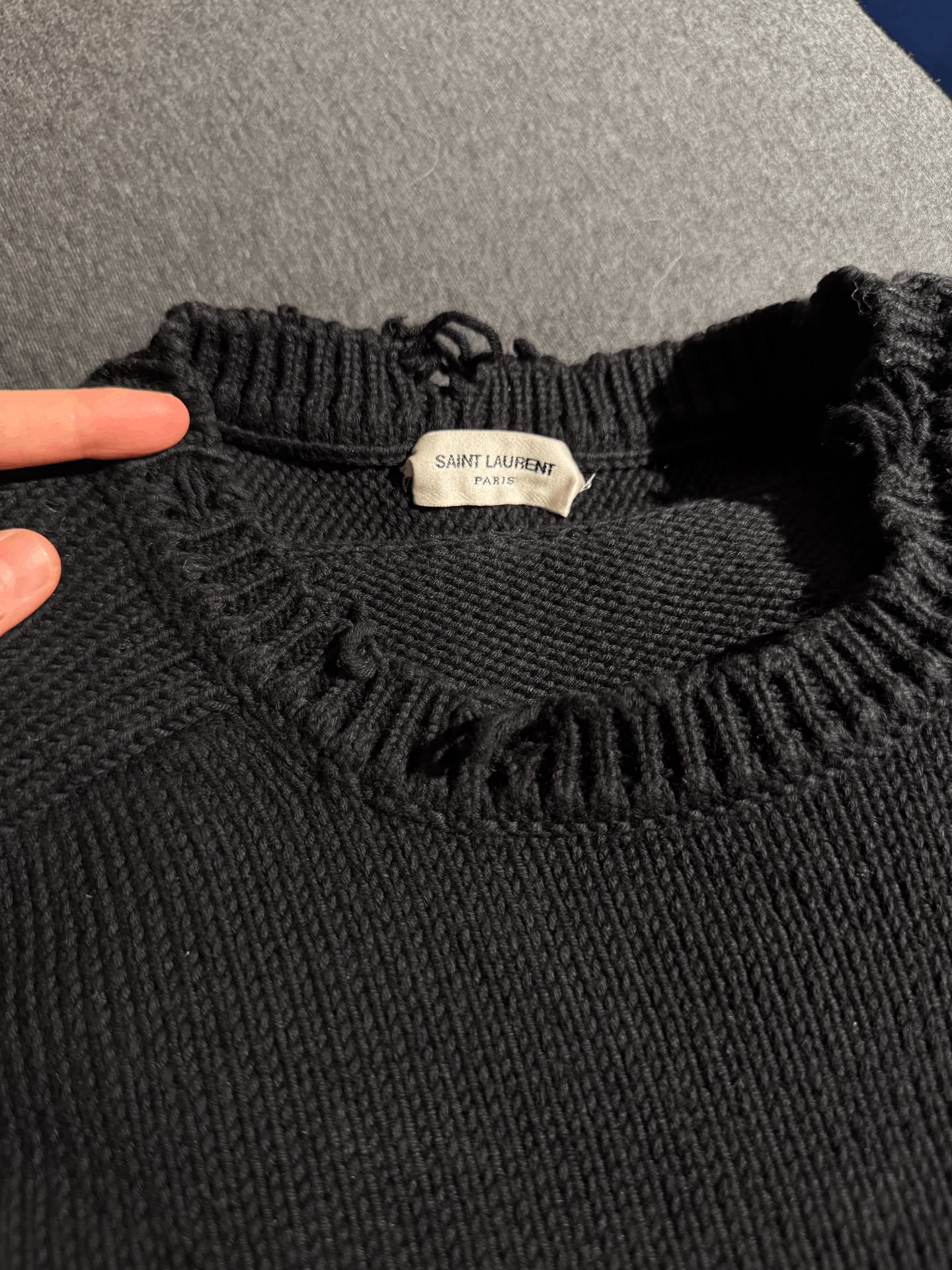Saint Laurent Paris Saint Laurent Black Ribbed Ruffled Collar Sweater Size US XL / EU 56 / 4 - 2 Thumbnail