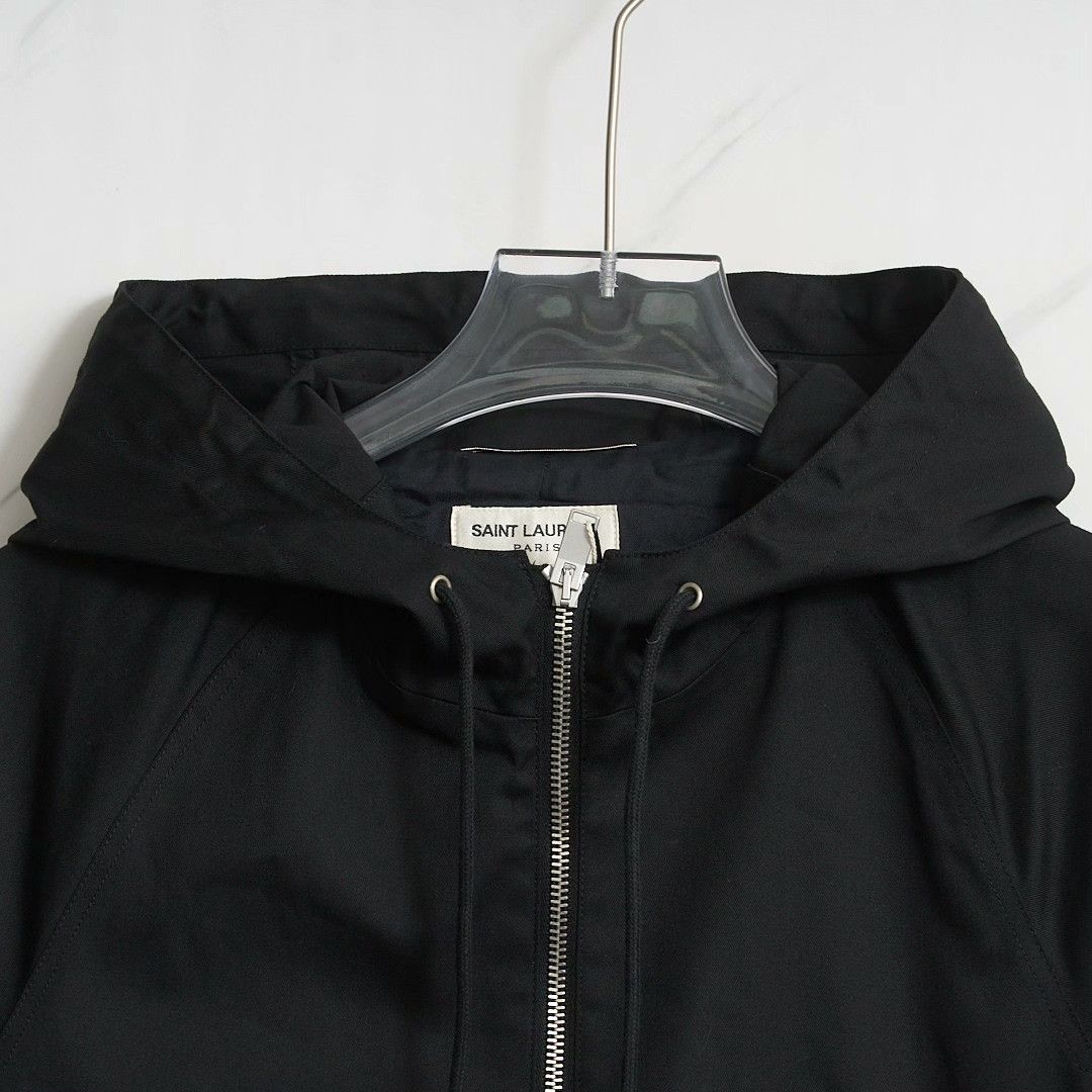 Saint Laurent Paris Saint Laurent Men's Black Hooded Jacket Size US M / EU 48-50 / 2 - 2 Thumbnail