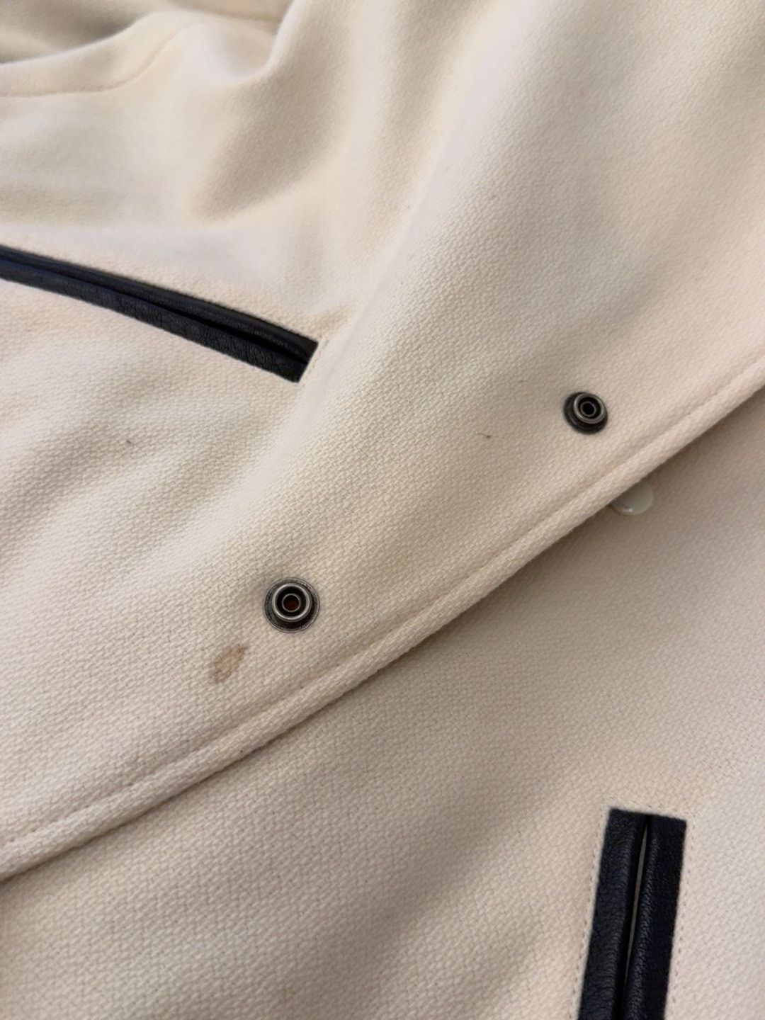 Saint Laurent Paris Saint Laurent Beige Striped Leather Detail Jacket Size US M / EU 48-50 / 2 - 2 Thumbnail