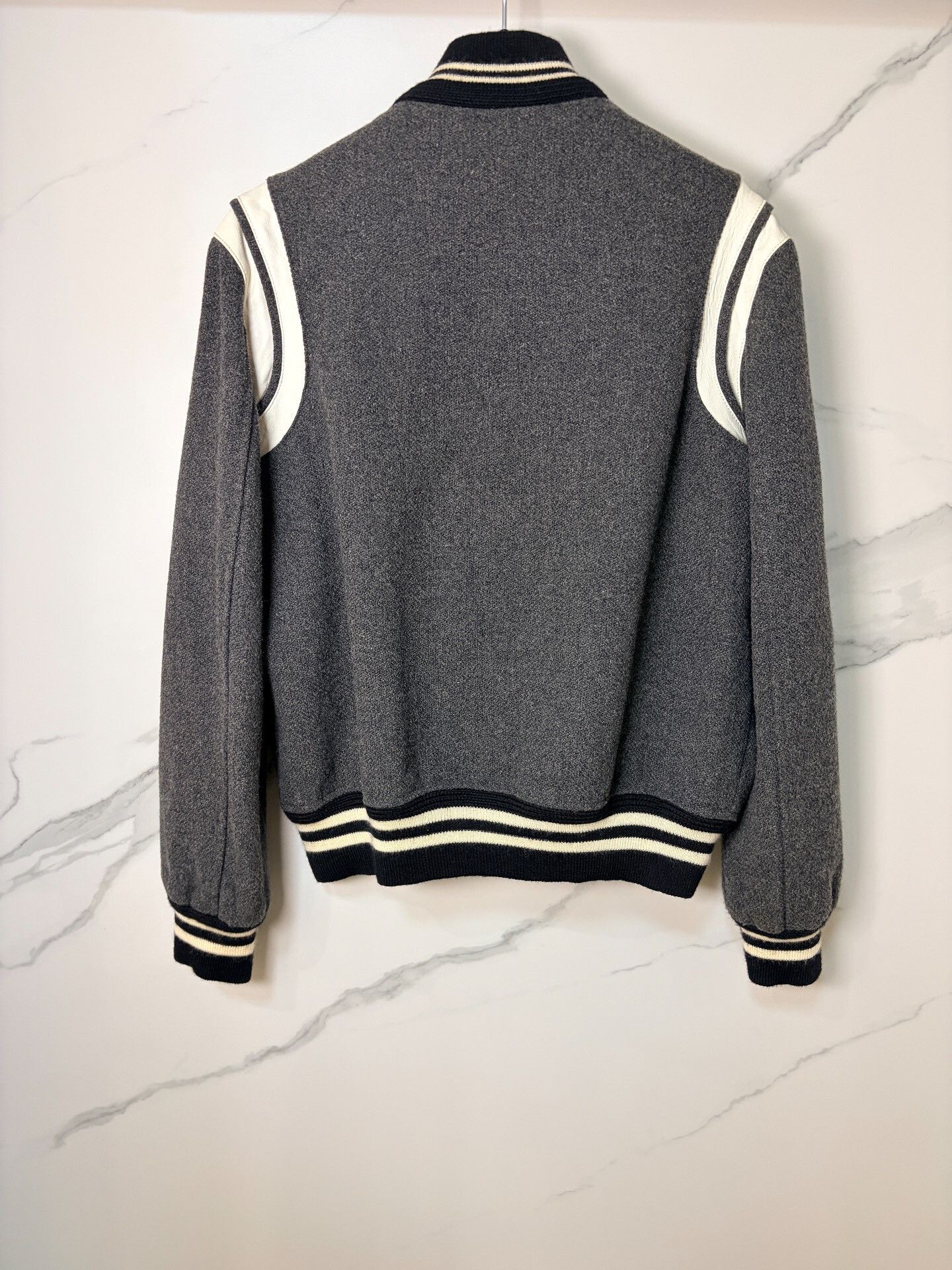 Saint Laurent Paris Saint Laurent Gray Varsity Jacket Size US M / EU 48-50 / 2 - 2 Thumbnail