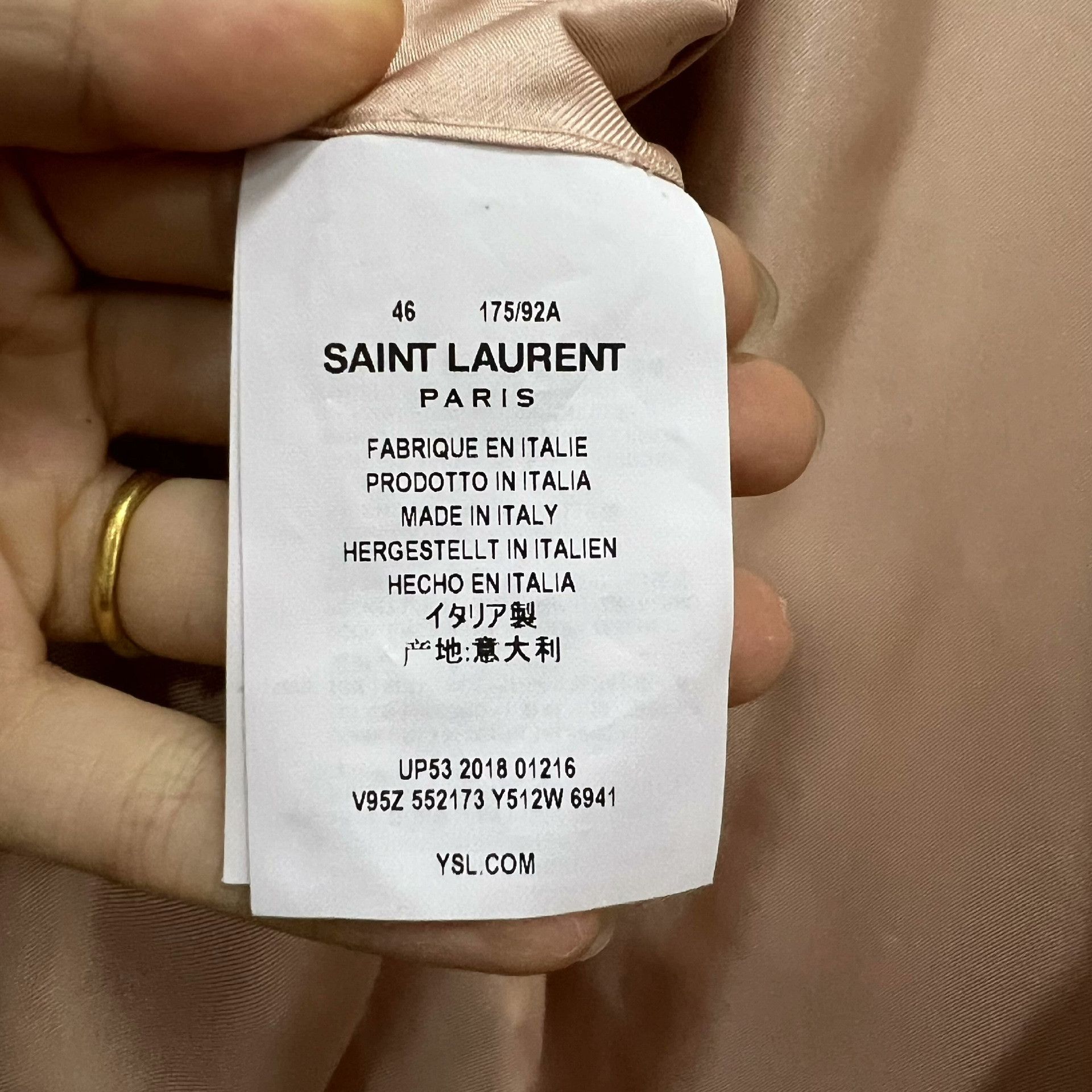 Saint Laurent Paris Saint Laurent Light Pink Notched Lapel Blazer Size US S / EU 44-46 / 1 - 3 Thumbnail