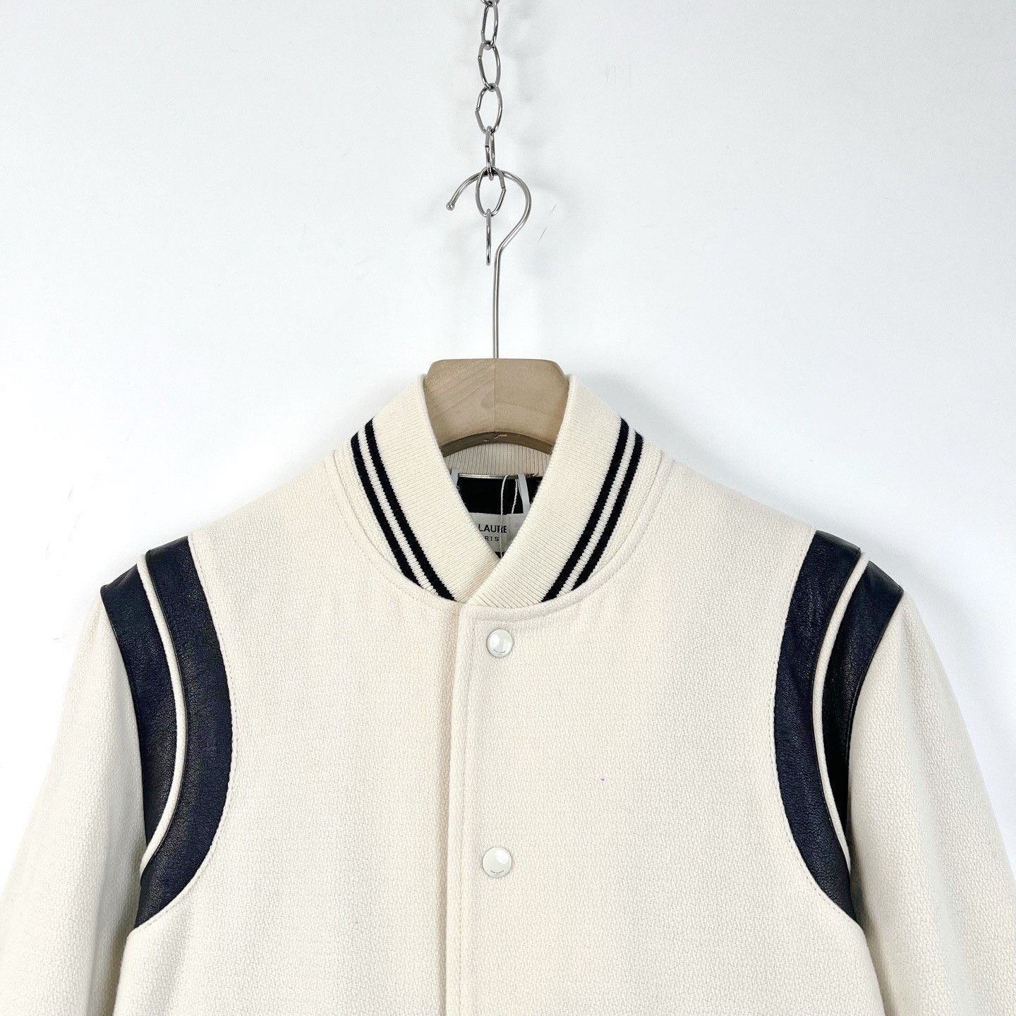 Saint Laurent Paris Saint Laurent Cream Baseball Jacket Size US M / EU 48-50 / 2 - 3 Thumbnail