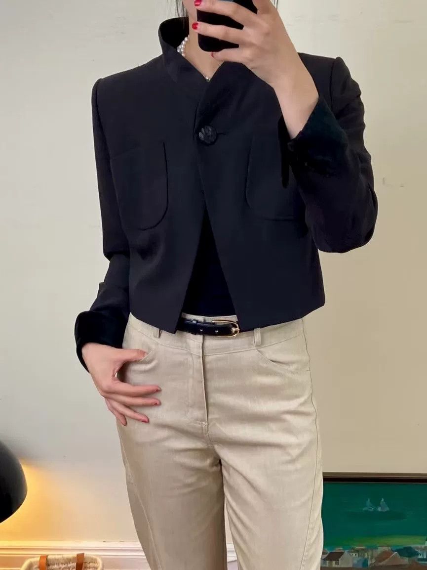 Saint Laurent Paris Yves Saint Laurent Cropped Velvet Trim Jacket Size S / US 4 / IT 40 - 4 Thumbnail