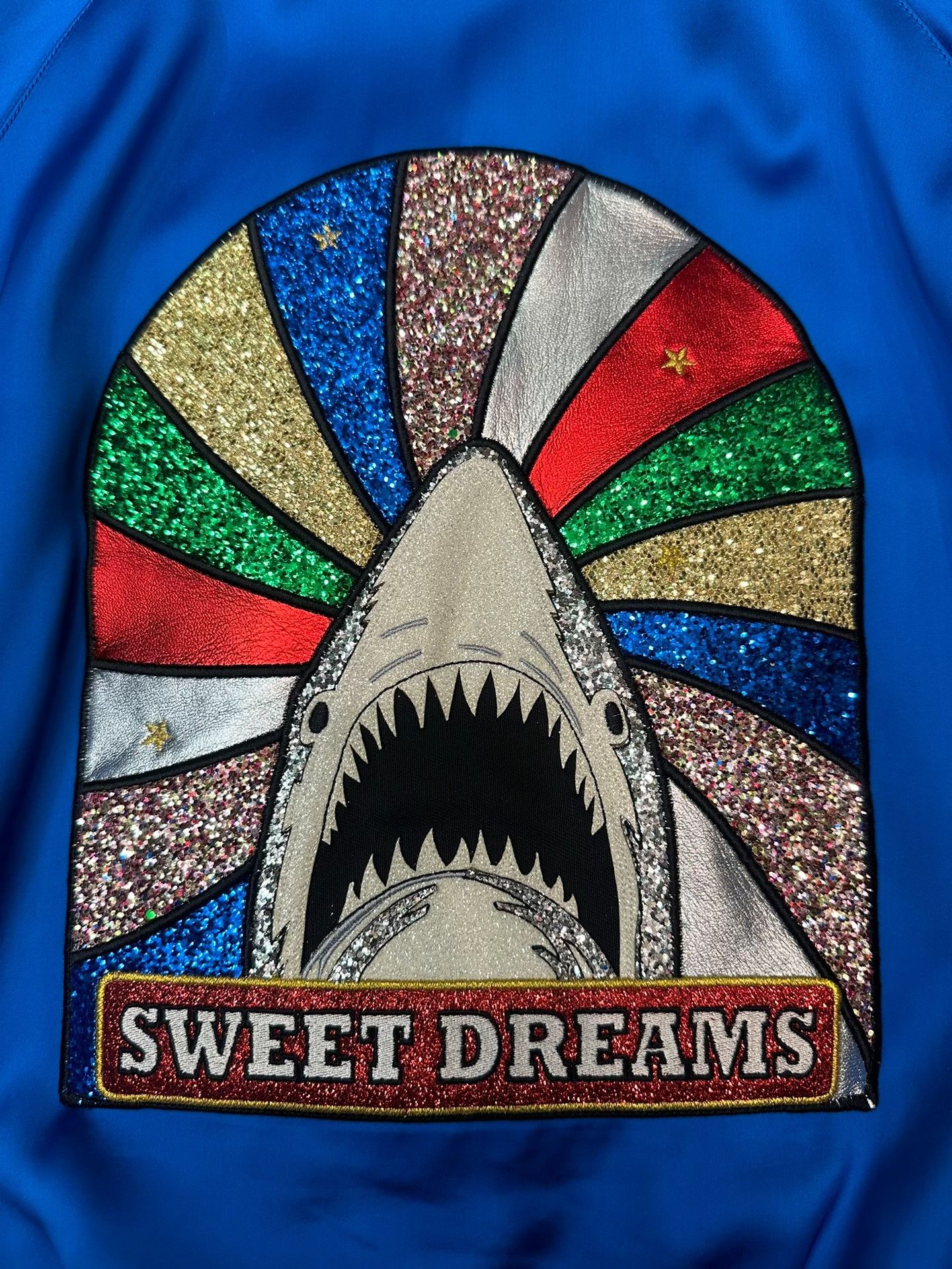 Saint Laurent Paris Saint Laurent Blue Satin Shark Bomber Jacket Size US S / EU 44-46 / 1 - 2 Thumbnail