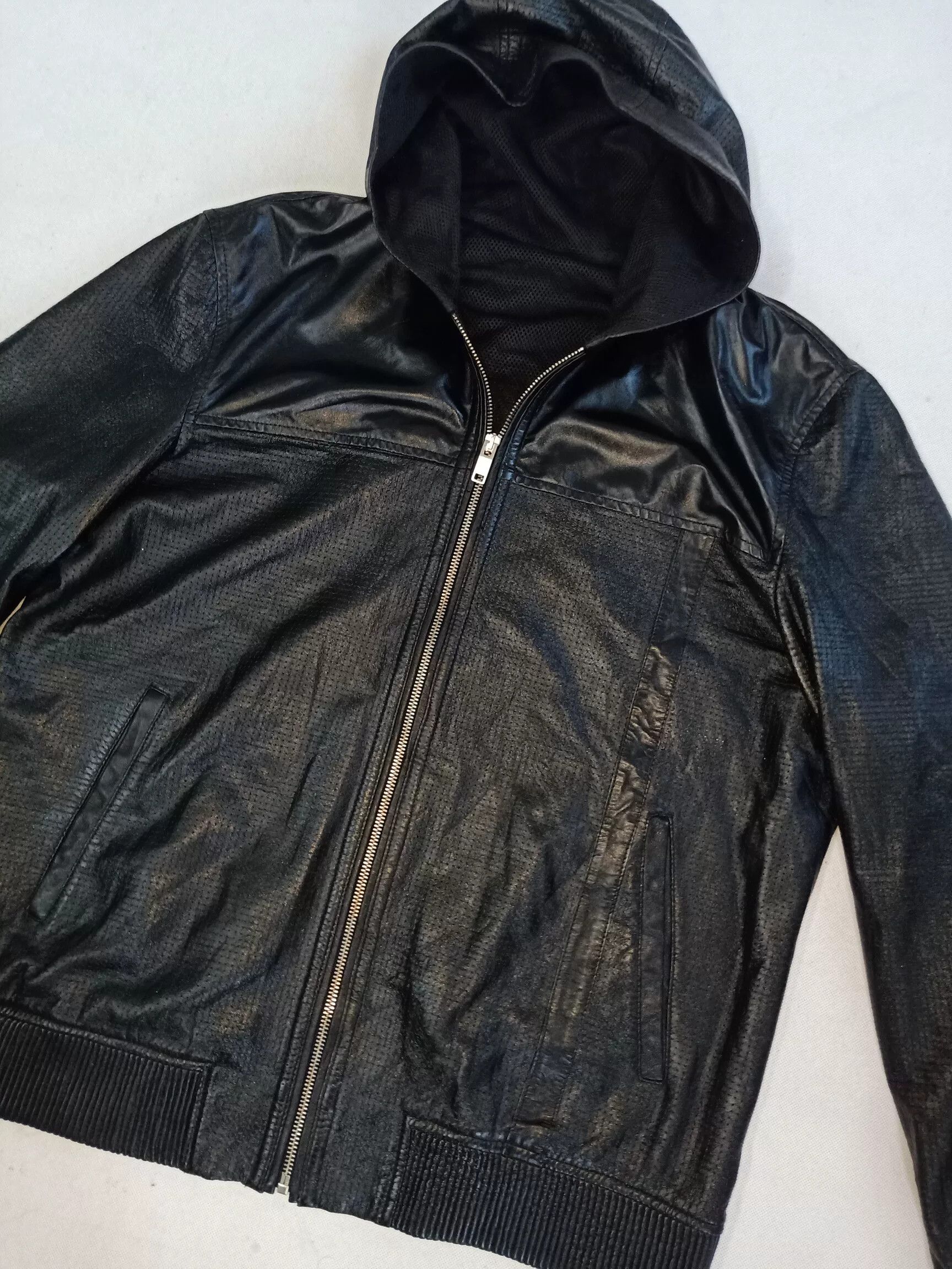 Saint Laurent Paris Saint Laurent Men's Leather Hooded Jacket Size US L / EU 52-54 / 3 - 5 Thumbnail