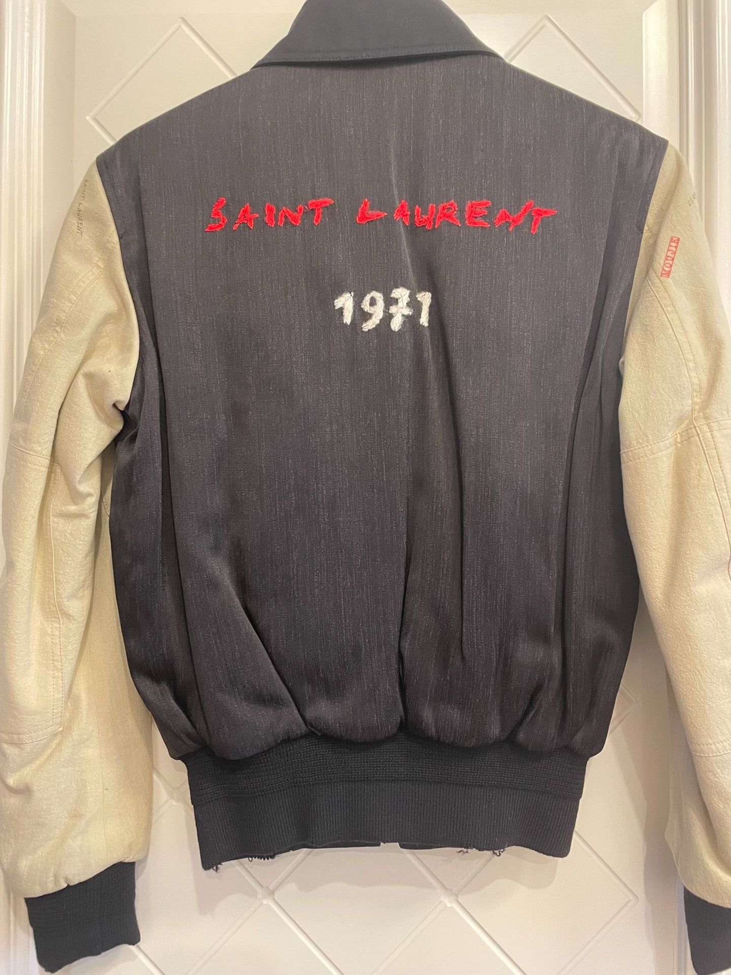 Saint Laurent Paris YSL Saint Laurent Rose Embroidery Pilot Jacket Size US M / EU 48-50 / 2 - 2 Thumbnail