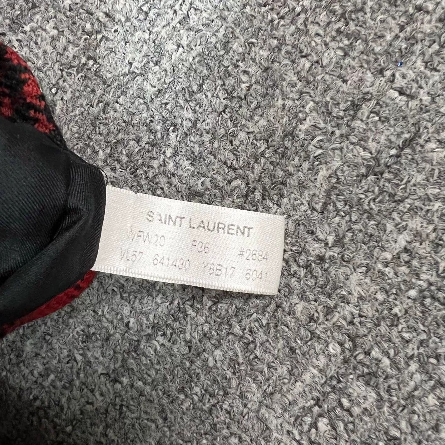Saint Laurent Paris Saint Laurent Red Plaid Velvet Collar Blazer Size XS / US 0-2 / IT 36-38 - 6 Thumbnail