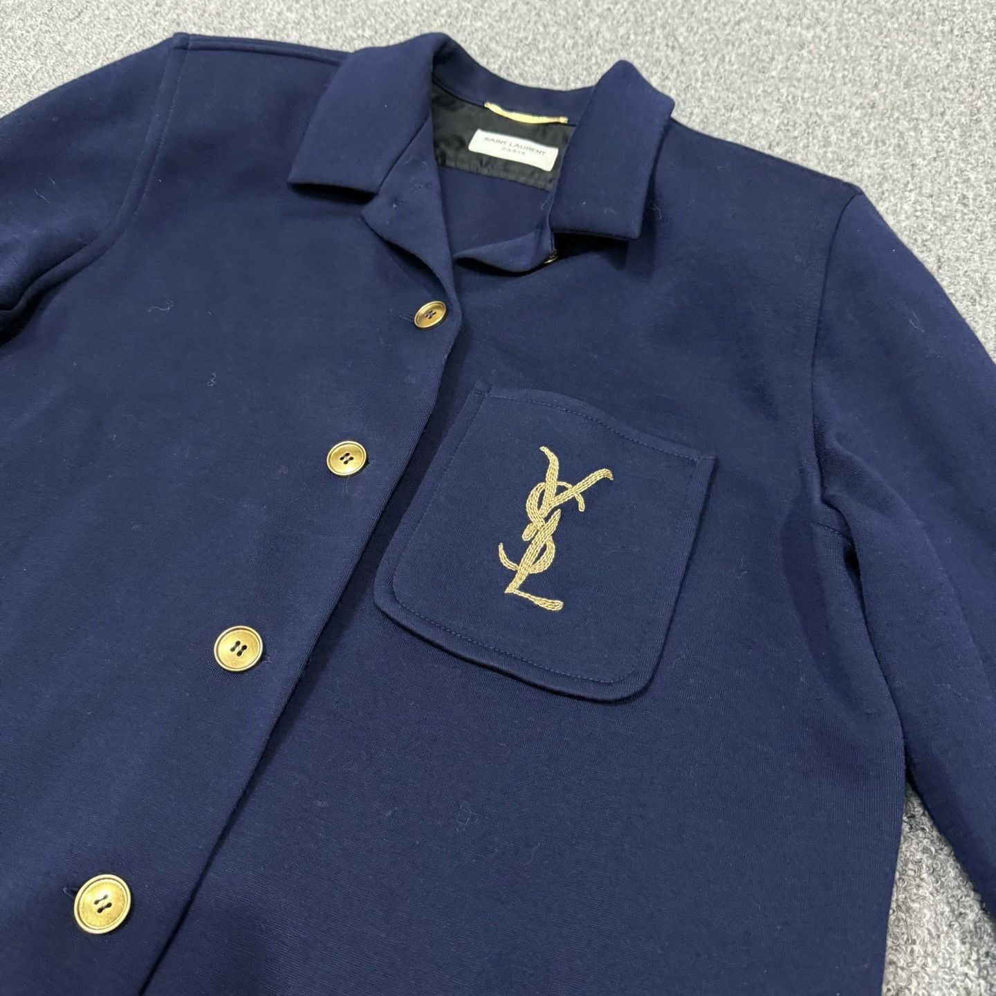Saint Laurent Paris Saint Laurent Navy Gold Embroidery Coat Size US XXS / EU 40 - 3 Thumbnail