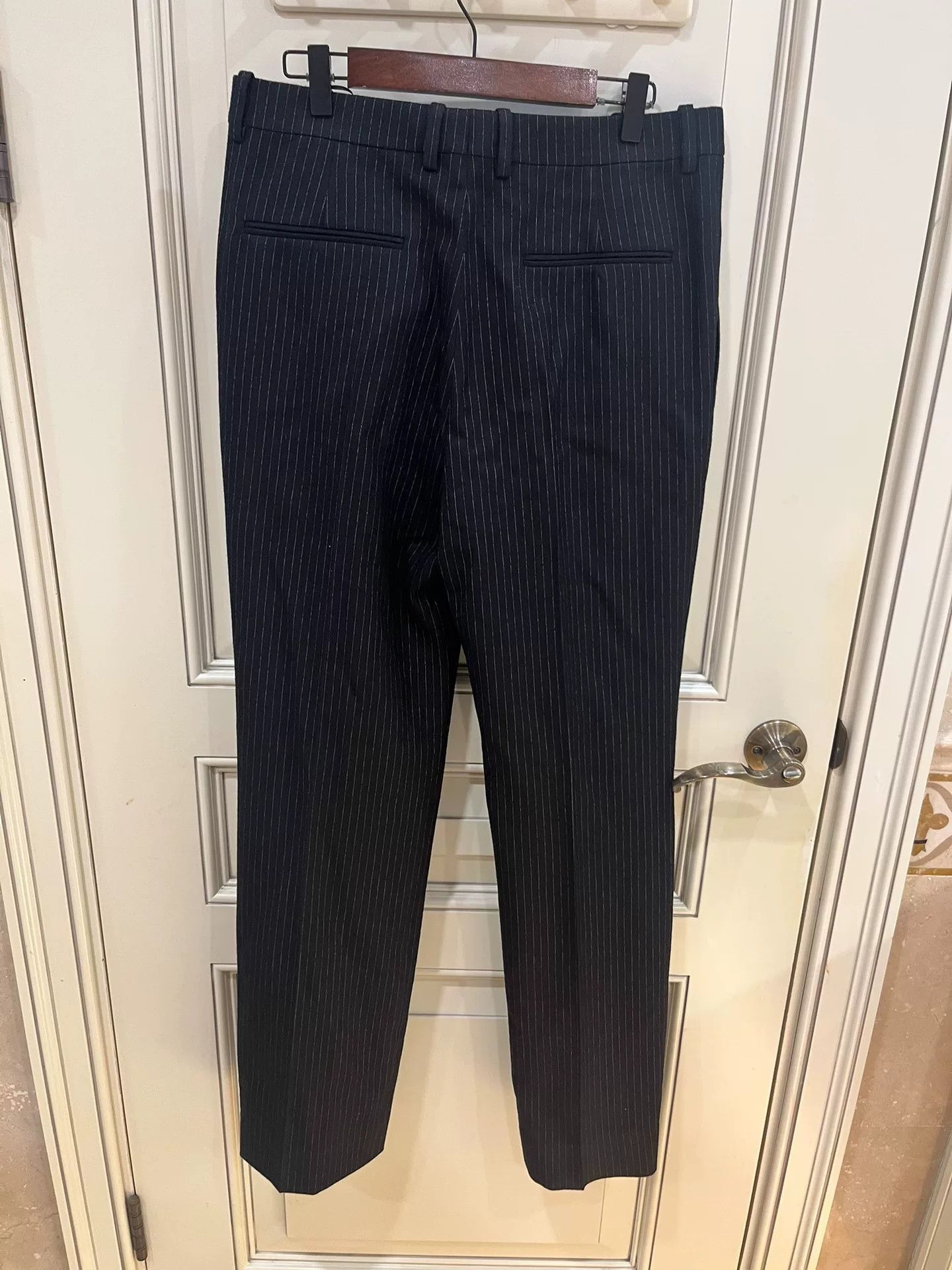 Saint Laurent Paris Saint Laurent Black Pinstripe Wool Trousers Size 42" / US 20 - 5 Thumbnail