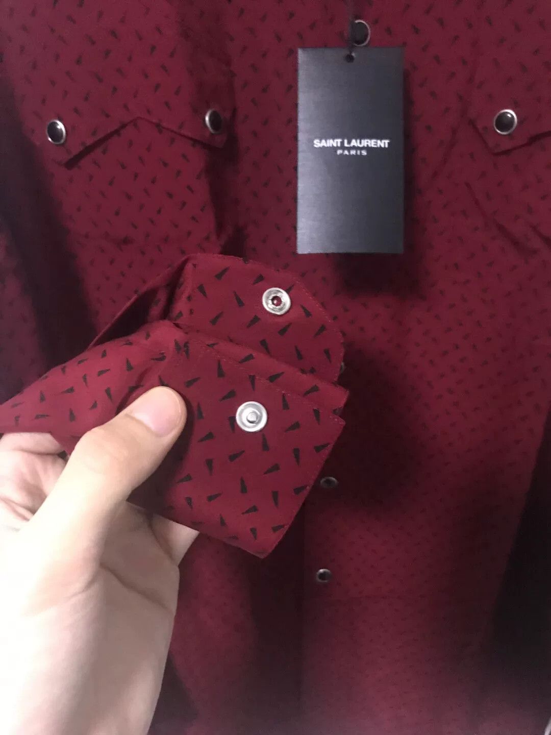 Saint Laurent Paris Saint Laurent Red Silk Shirt Size S / US 4 / IT 40 - 4 Thumbnail