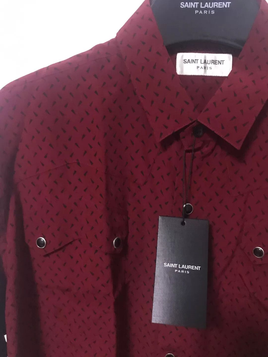Saint Laurent Paris Saint Laurent Red Silk Shirt Size S / US 4 / IT 40 - 2 Thumbnail