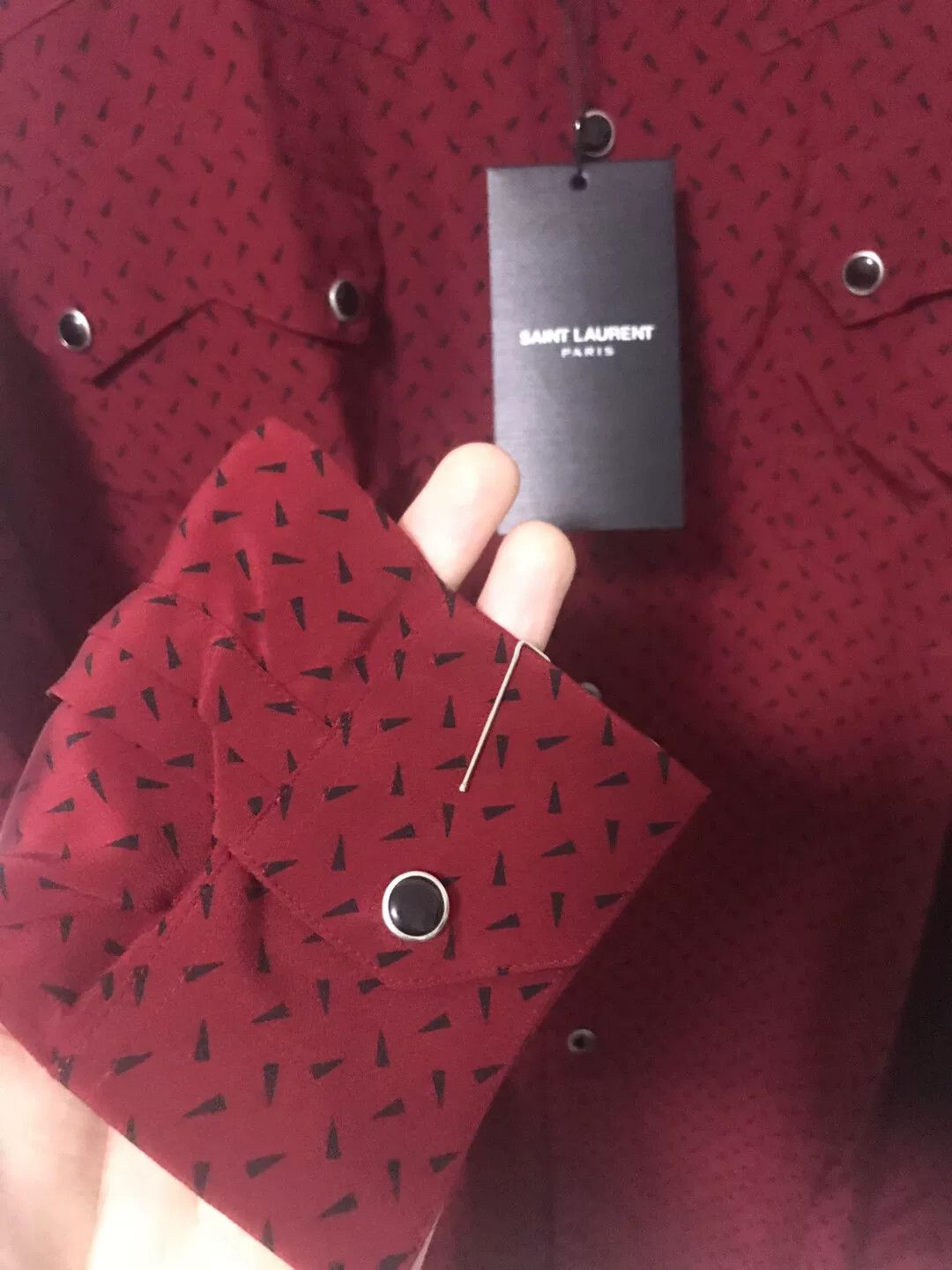 Saint Laurent Paris Saint Laurent Red Silk Shirt Size S / US 4 / IT 40 - 3 Thumbnail