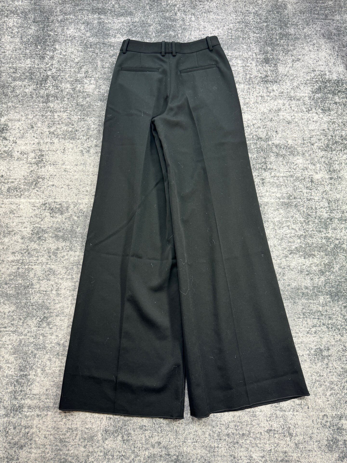 Saint Laurent Paris Saint Laurent Black Wool Wide-Leg Trousers Size 36" / US 14 / IT 50 - 2 Thumbnail