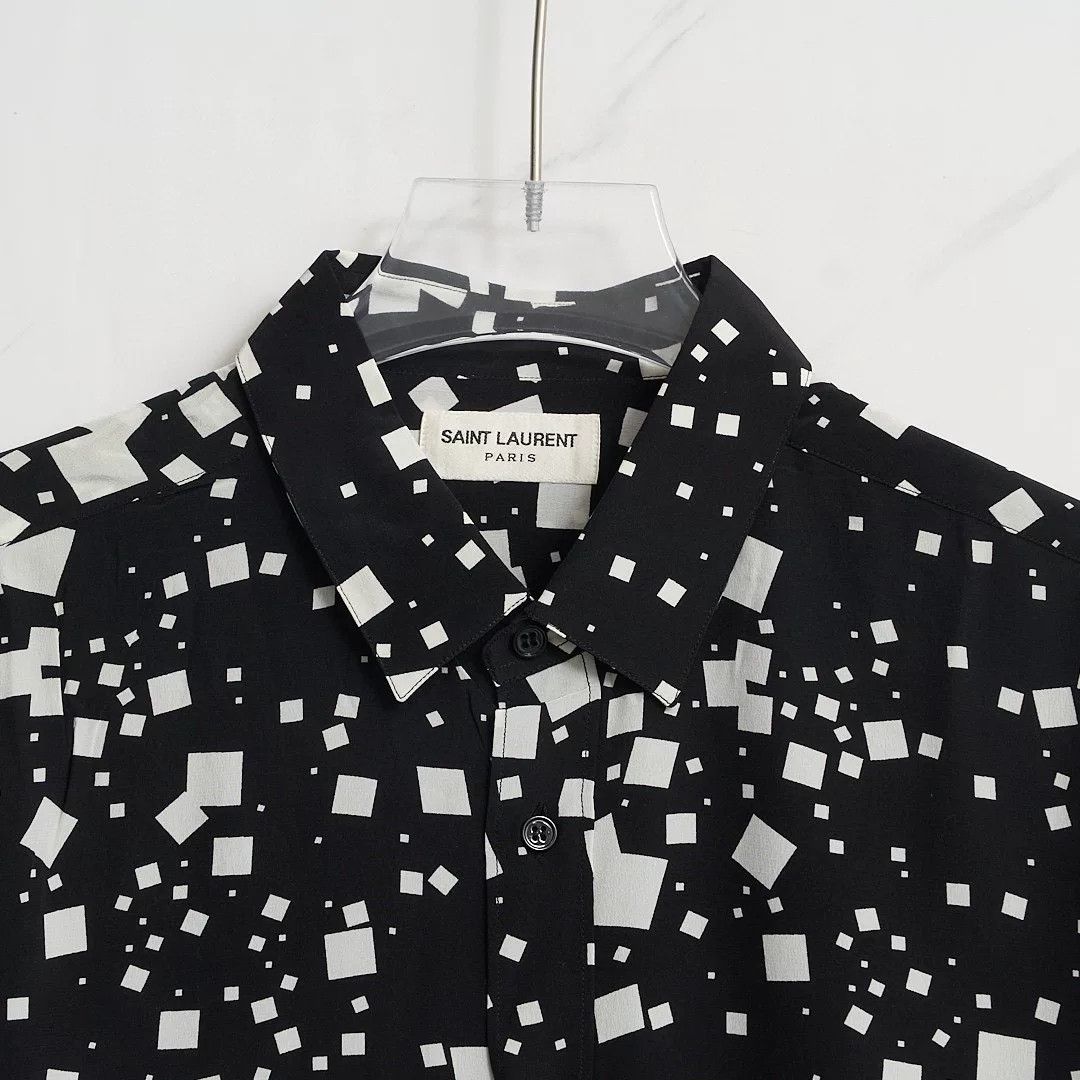 Saint Laurent Paris Saint Laurent Square-Pattern Silk Shirt Size US XS / EU 42 / 0 - 2 Thumbnail
