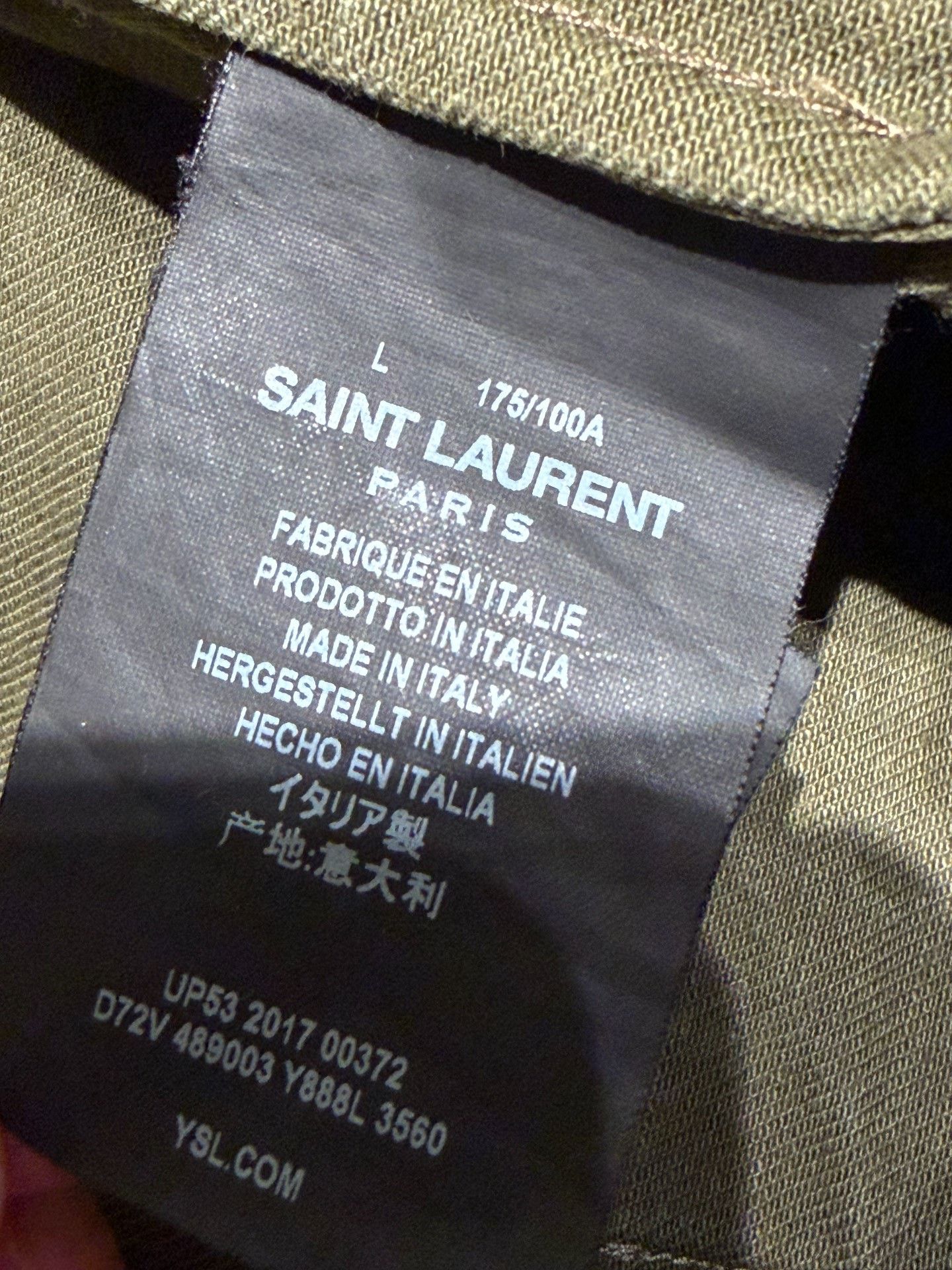 Saint Laurent Paris Saint Laurent Olive Green Patch Bomber Jacket Size US L / EU 52-54 / 3 - 4 Thumbnail