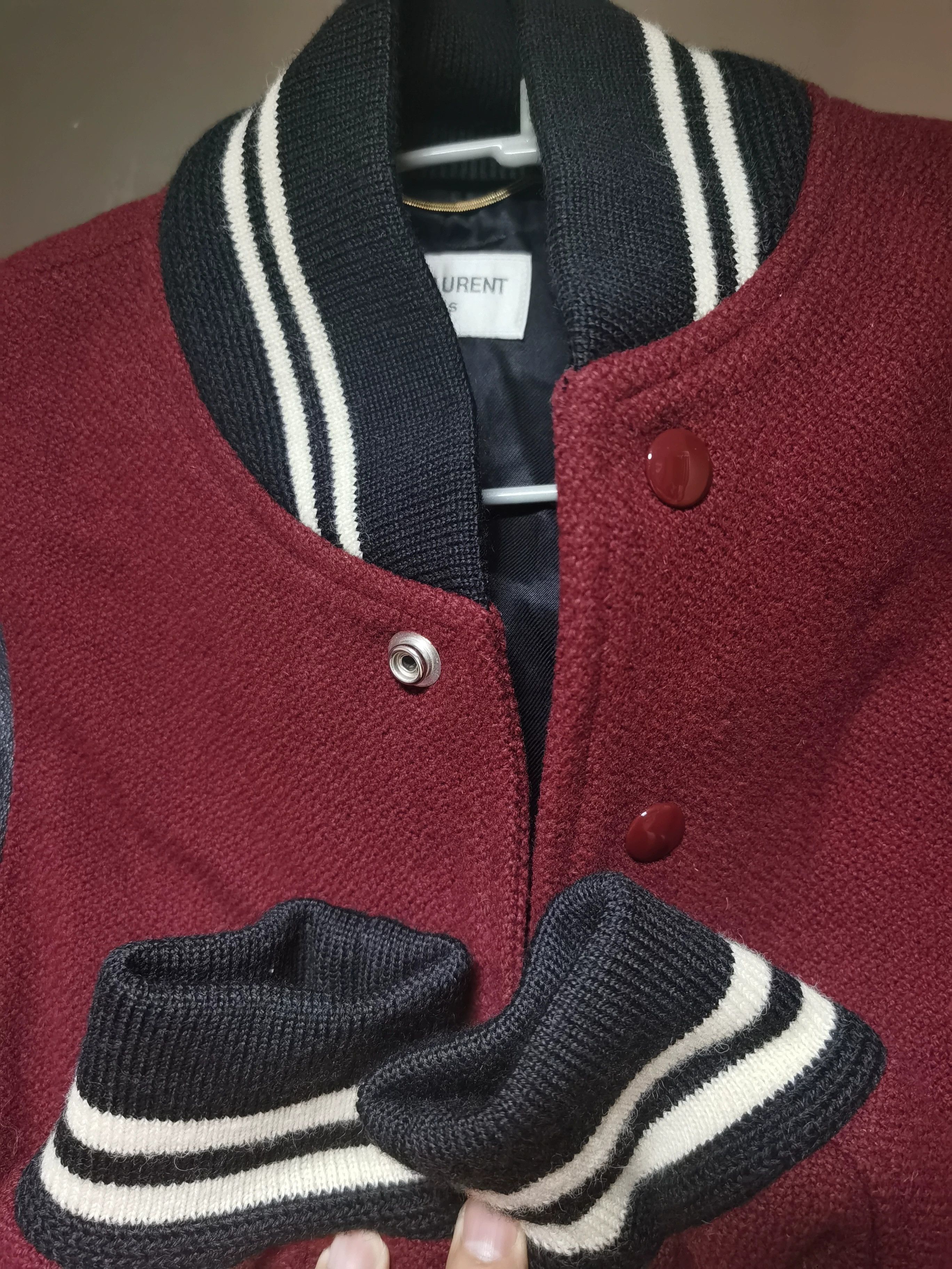 Saint Laurent Paris Saint Laurent Burgundy Baseball Jacket Size S / US 4 / IT 40 - 6 Thumbnail