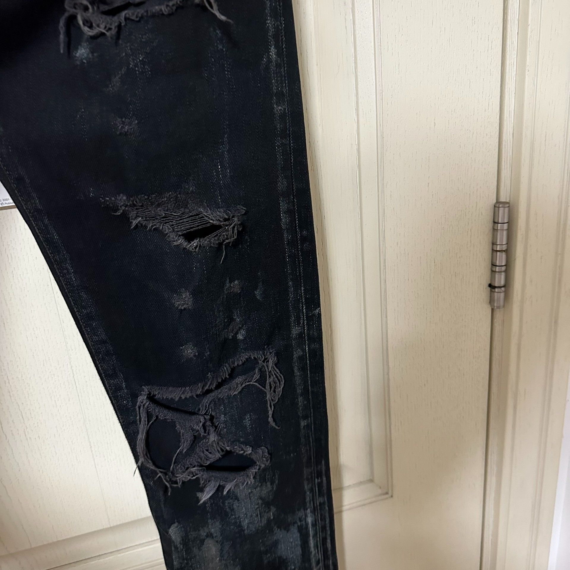 Saint Laurent Paris Saint Laurent Black Distressed Jeans Size US 29 - 4 Thumbnail