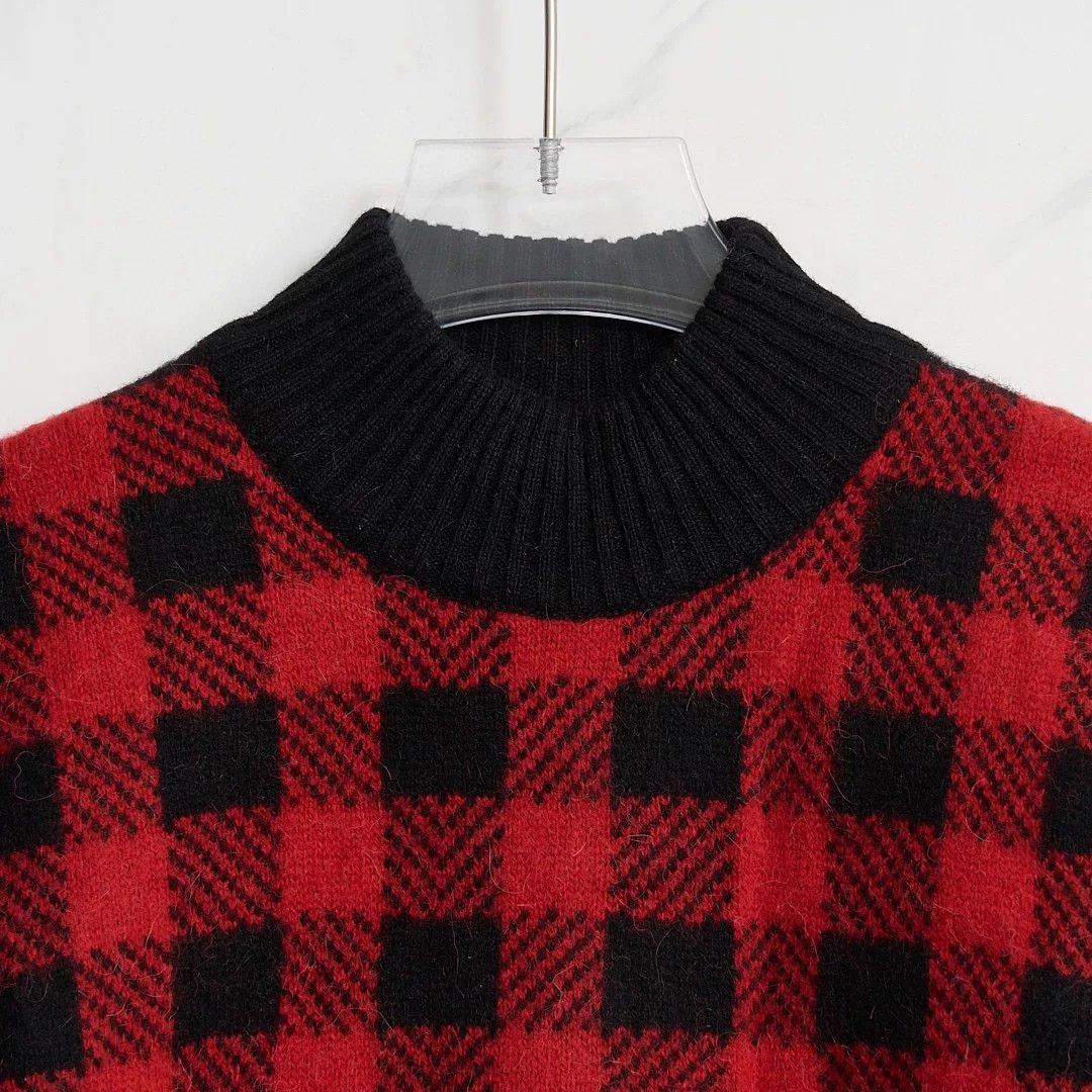 Saint Laurent Paris Saint Laurent Men's Checkered Mock Neck Sweater Size US M / EU 48-50 / 2 - 2 Thumbnail