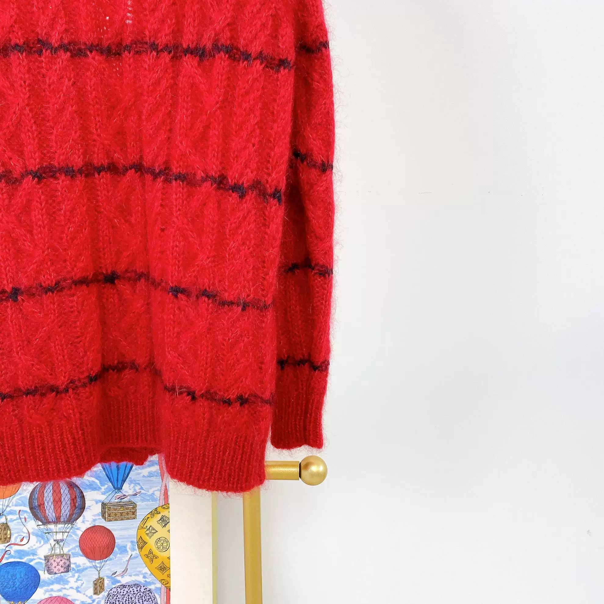 Saint Laurent Paris Saint Laurent Red Cable-Knit Cardigan Size XS / US 0-2 / IT 36-38 - 6 Thumbnail