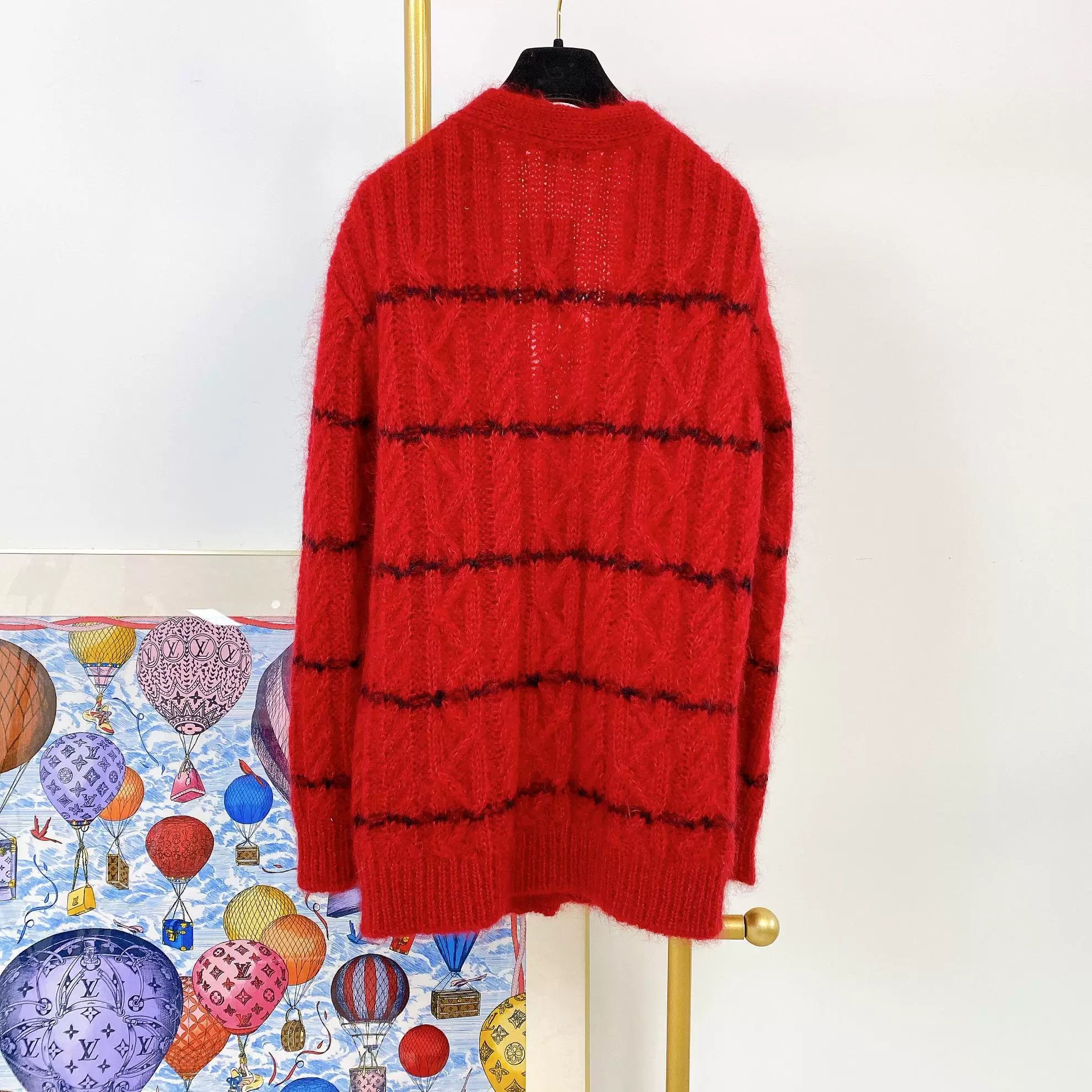 Saint Laurent Paris Saint Laurent Red Cable-Knit Cardigan Size XS / US 0-2 / IT 36-38 - 2 Thumbnail