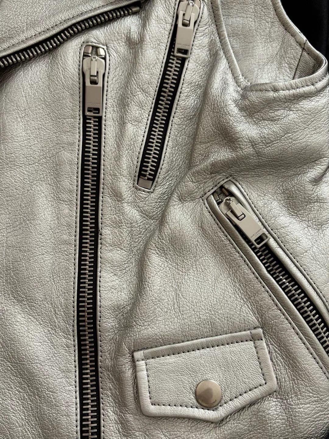 Saint Laurent Paris Saint Laurent Silver Leather Biker Vest Size S / US 4 / IT 40 - 8 Thumbnail