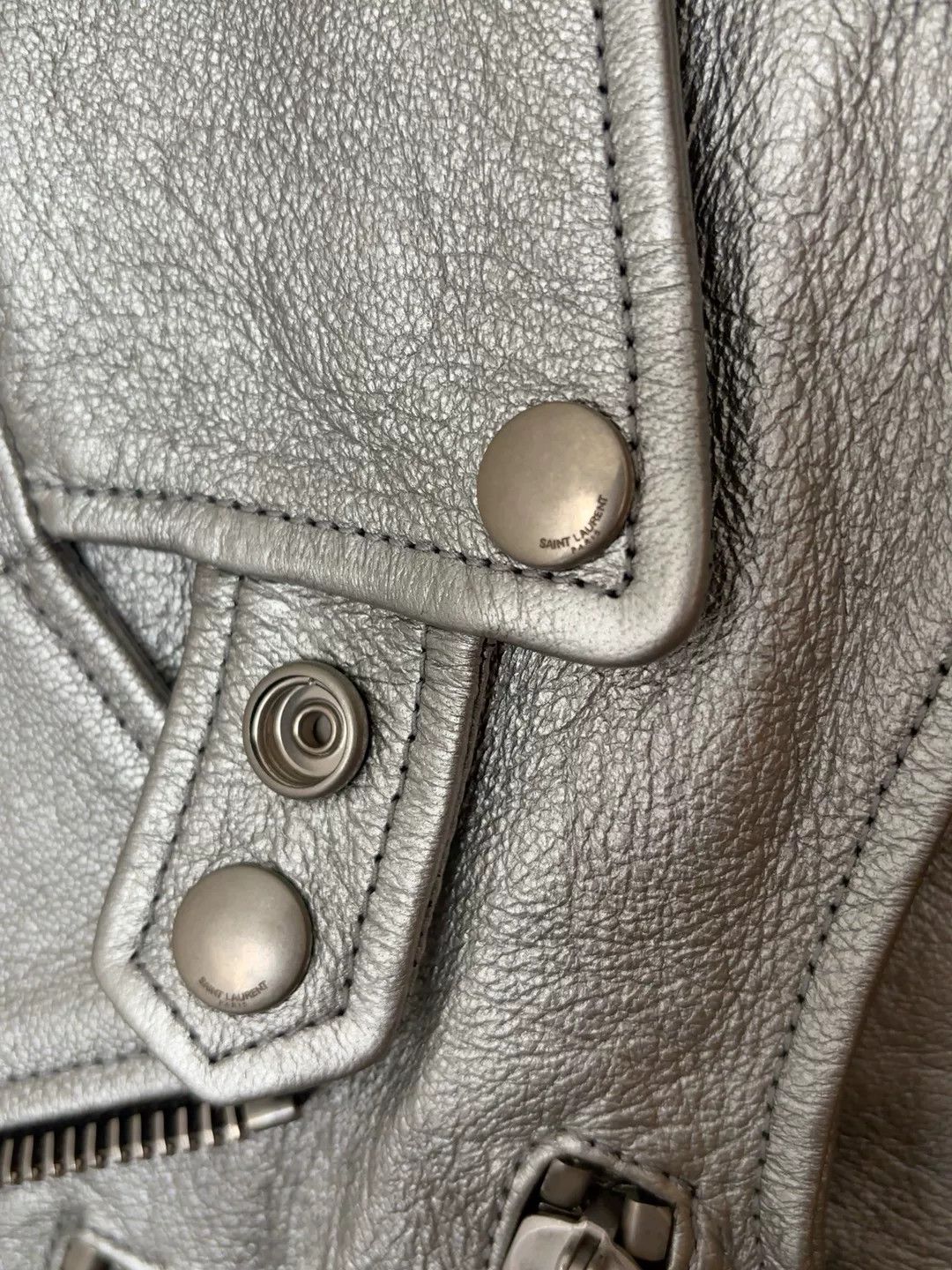 Saint Laurent Paris Saint Laurent Silver Leather Biker Vest Size S / US 4 / IT 40 - 4 Thumbnail