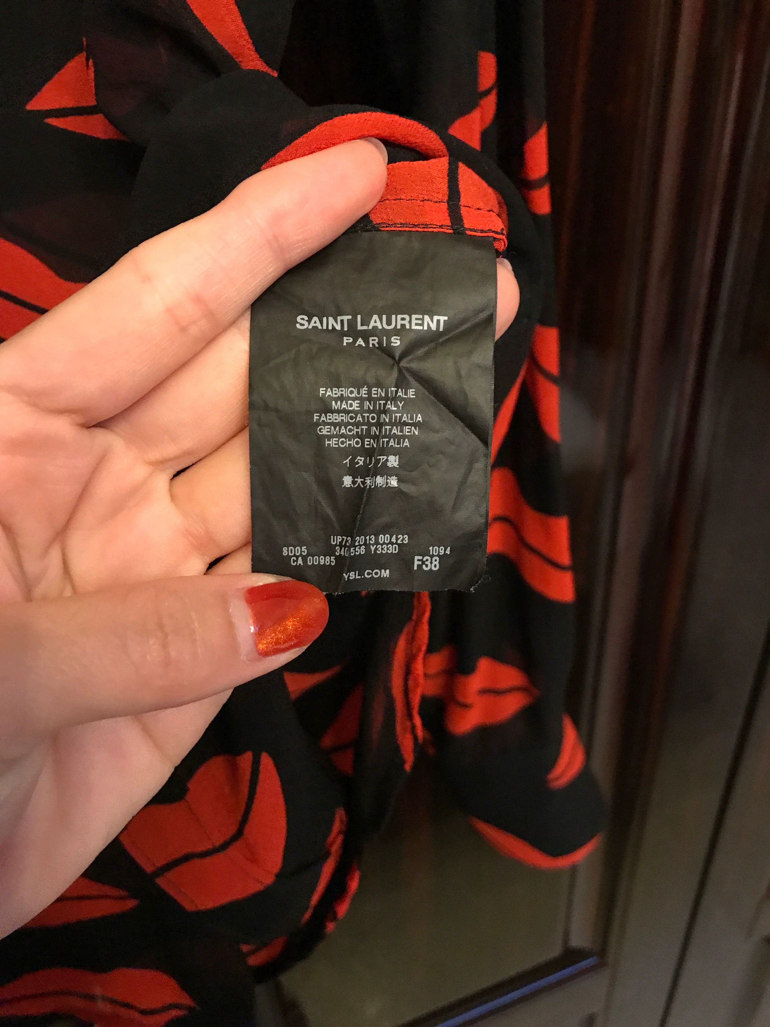 Saint Laurent Paris Saint Laurent Silk Red Lips Shirt Size S / US 4 / IT 40 - 4 Thumbnail