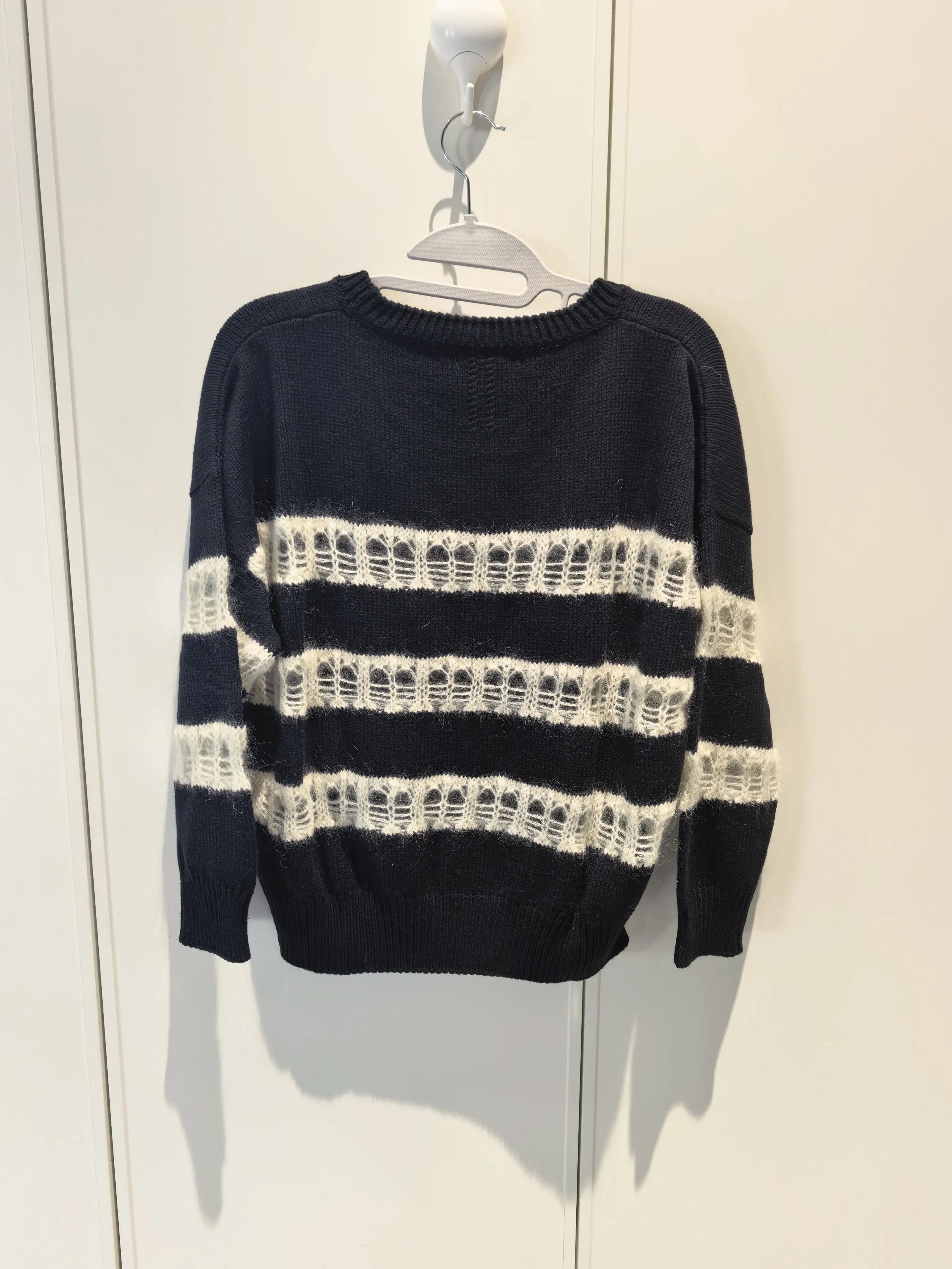 Saint Laurent Paris Saint Laurent Black White Lace Sweater Size XS / US 0-2 / IT 36-38 - 2 Thumbnail
