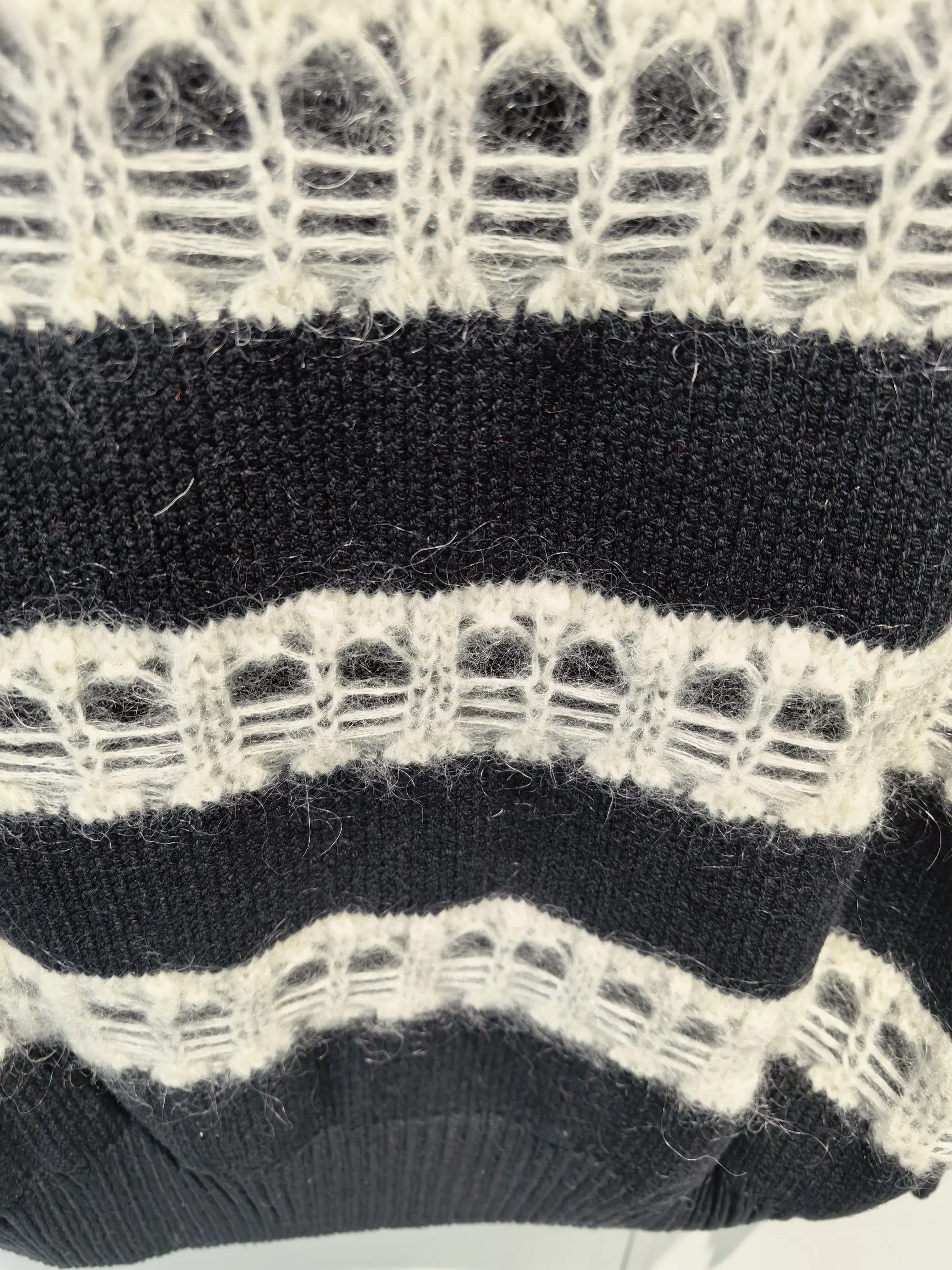 Saint Laurent Paris Saint Laurent Black White Lace Sweater Size XS / US 0-2 / IT 36-38 - 5 Thumbnail