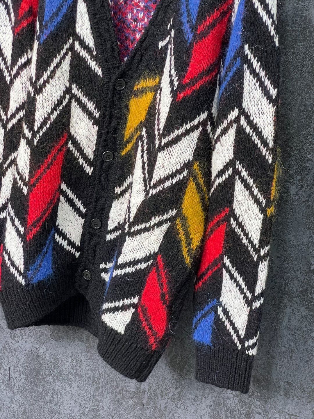Saint Laurent Paris Saint Laurent Chevron Pattern Wool Cardigan Size M / US 6-8 / IT 42-44 - 2 Thumbnail