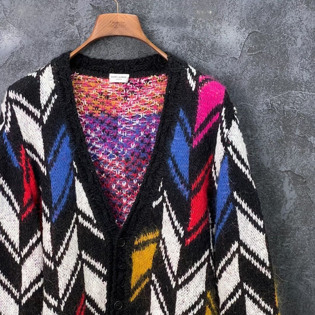 Saint Laurent Paris Saint Laurent Chevron Pattern Wool Cardigan Size M / US 6-8 / IT 42-44 - 5 Thumbnail
