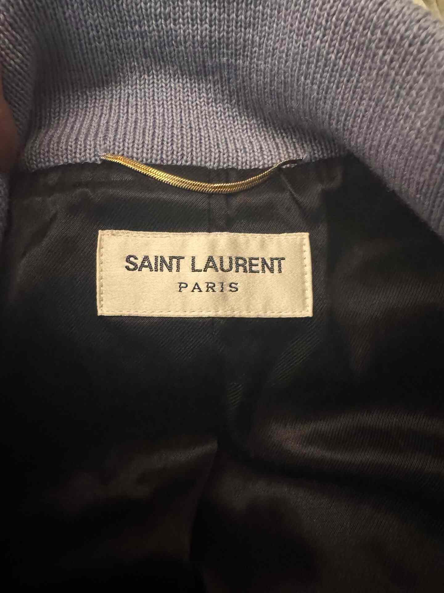 Saint Laurent Paris Saint Laurent Light Blue Baseball Jacket Size XS / US 0-2 / IT 36-38 - 3 Thumbnail