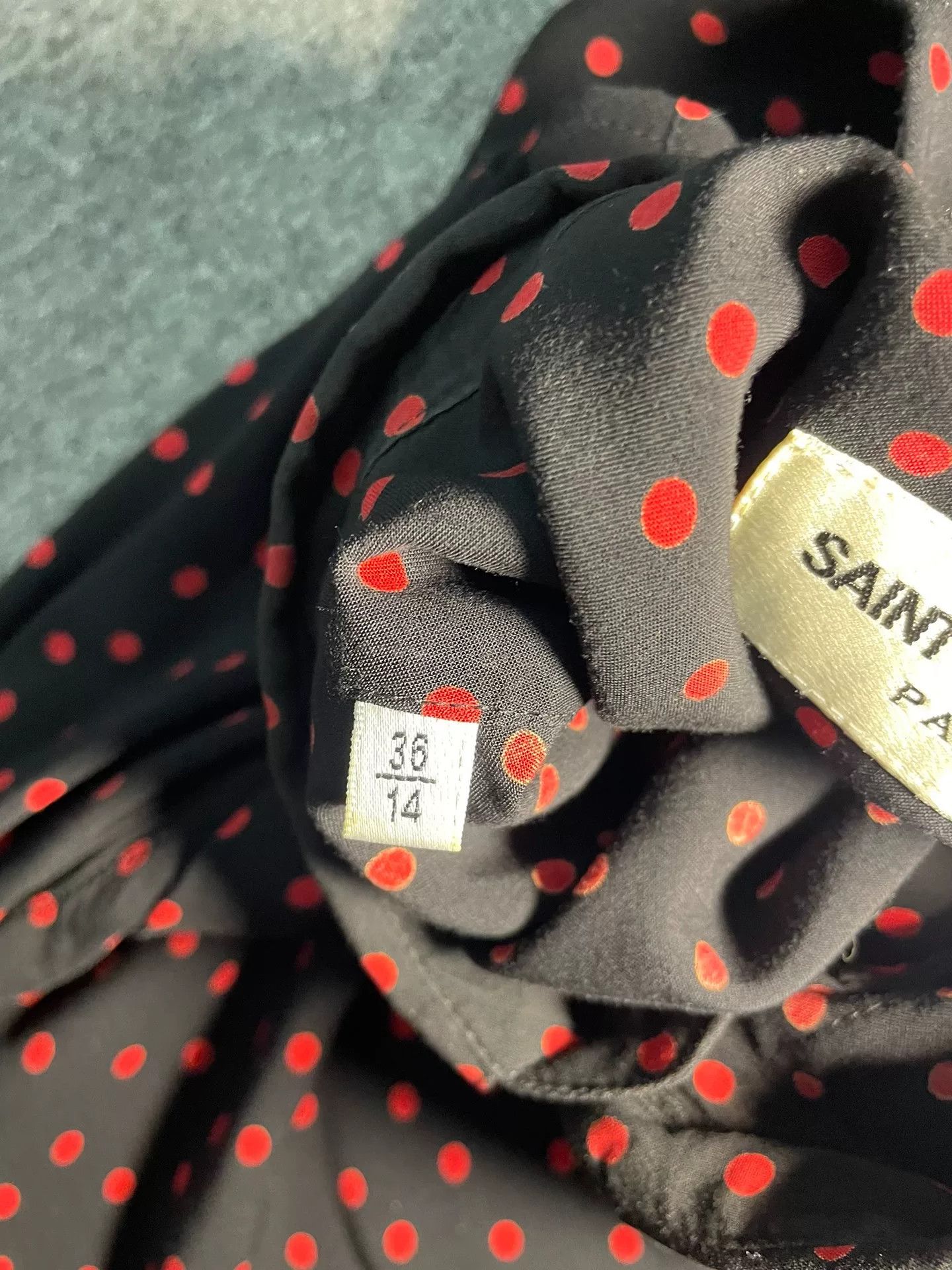 Saint Laurent Paris Saint Laurent Black Red Polka Dot Bow Shirt Size XS / US 0-2 / IT 36-38 - 4 Thumbnail