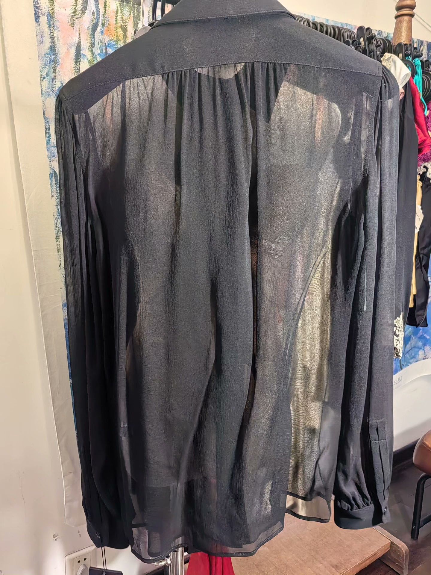 Saint Laurent Paris Saint Laurent Sheer Tie Neck Blouse Size XS / US 0-2 / IT 36-38 - 2 Thumbnail