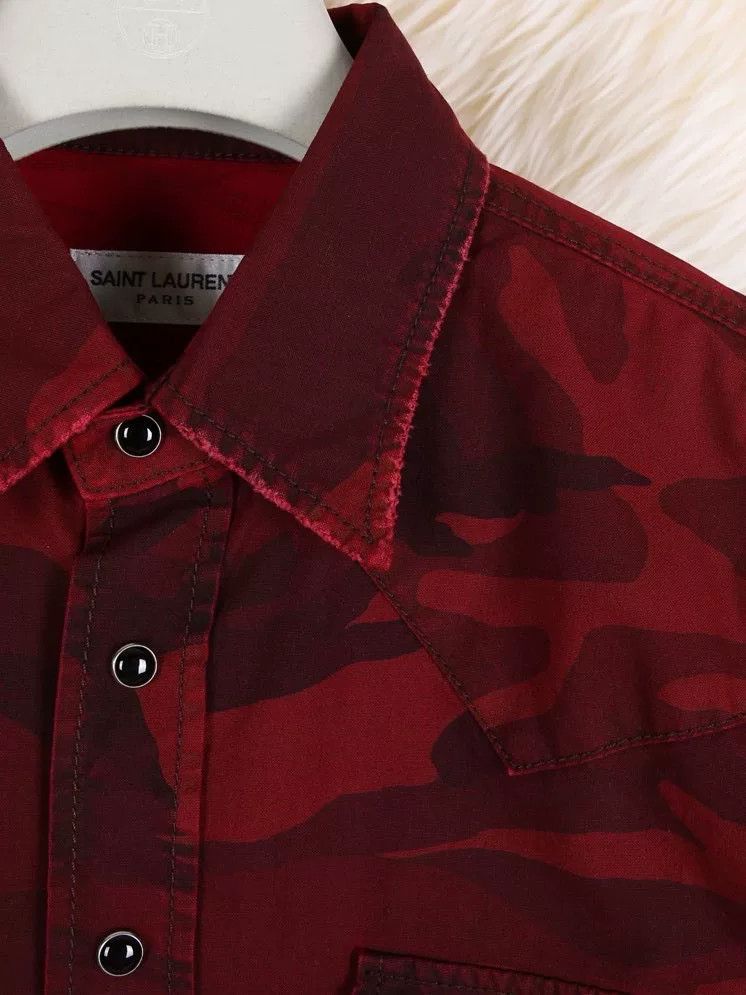 Saint Laurent Paris Saint Laurent Men's Red Camo Cotton Shirt Size US M / EU 48-50 / 2 - 3 Thumbnail