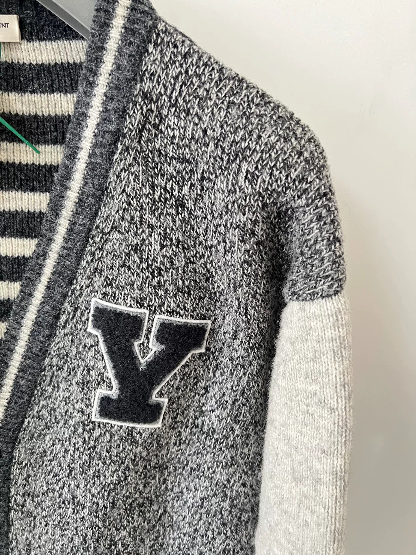 Saint Laurent Paris Saint Laurent Gray Cardigan with Y Patch Size US S / EU 44-46 / 1 - 2 Thumbnail