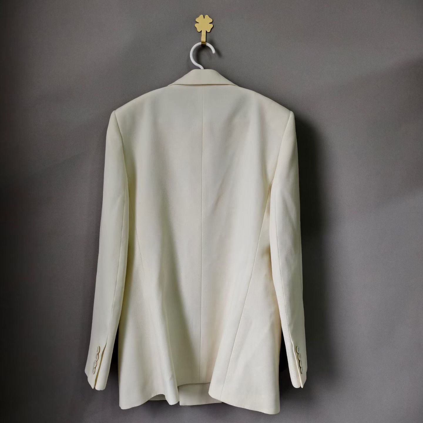 Saint Laurent Paris Saint Laurent White Wool Double-Breasted Blazer Size S / US 4 / IT 40 - 2 Thumbnail