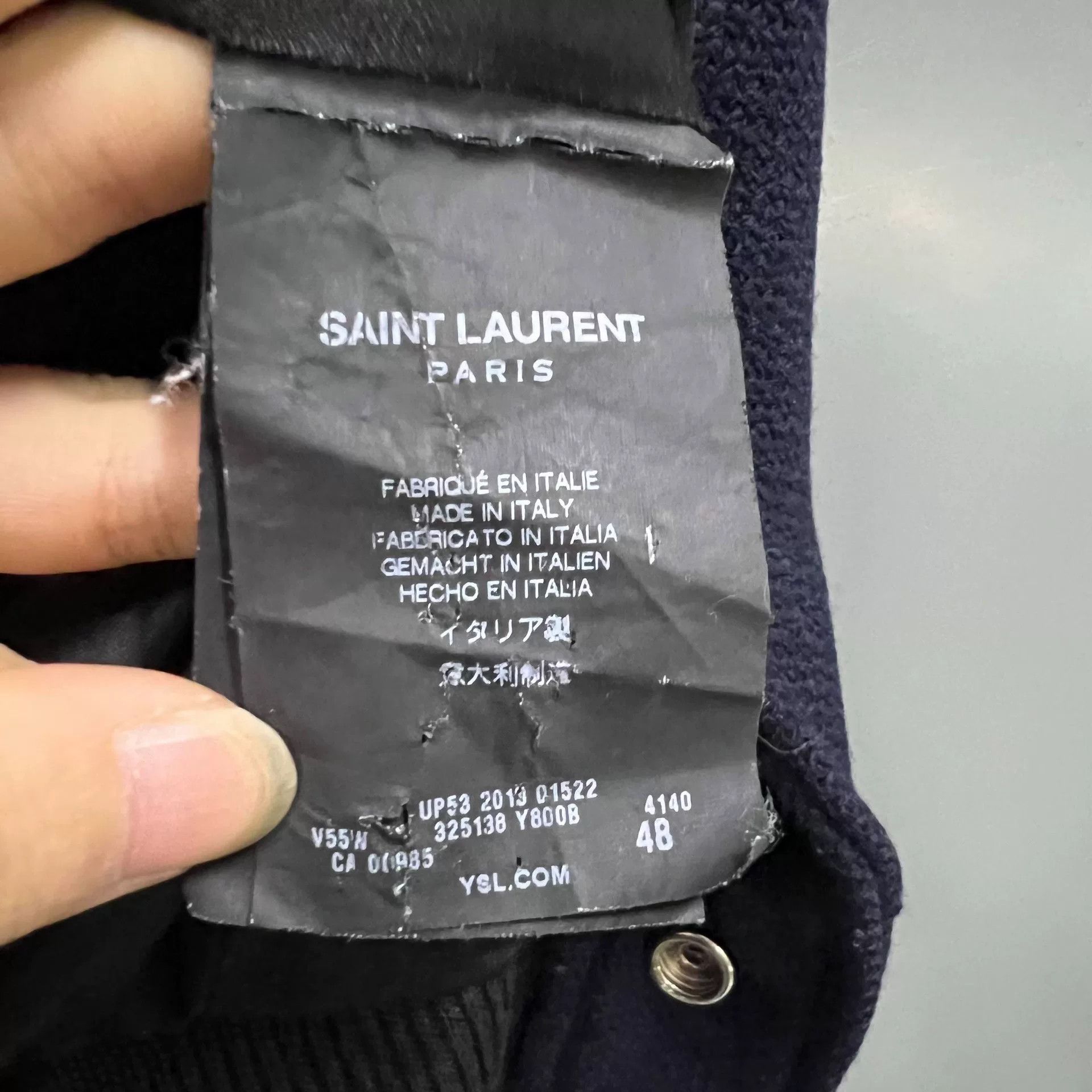Saint Laurent Paris Saint Laurent Dark Blue Leather Sleeve Jacket Size US M / EU 48-50 / 2 - 3 Thumbnail