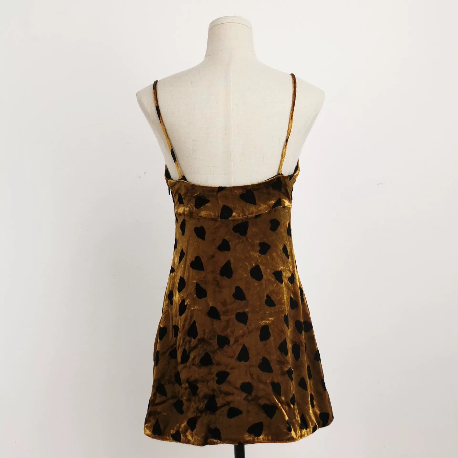 Saint Laurent Paris Saint Laurent Brown Velvet Heart Pattern Dress Size XS / US 0-2 / IT 36-38 - 3 Thumbnail