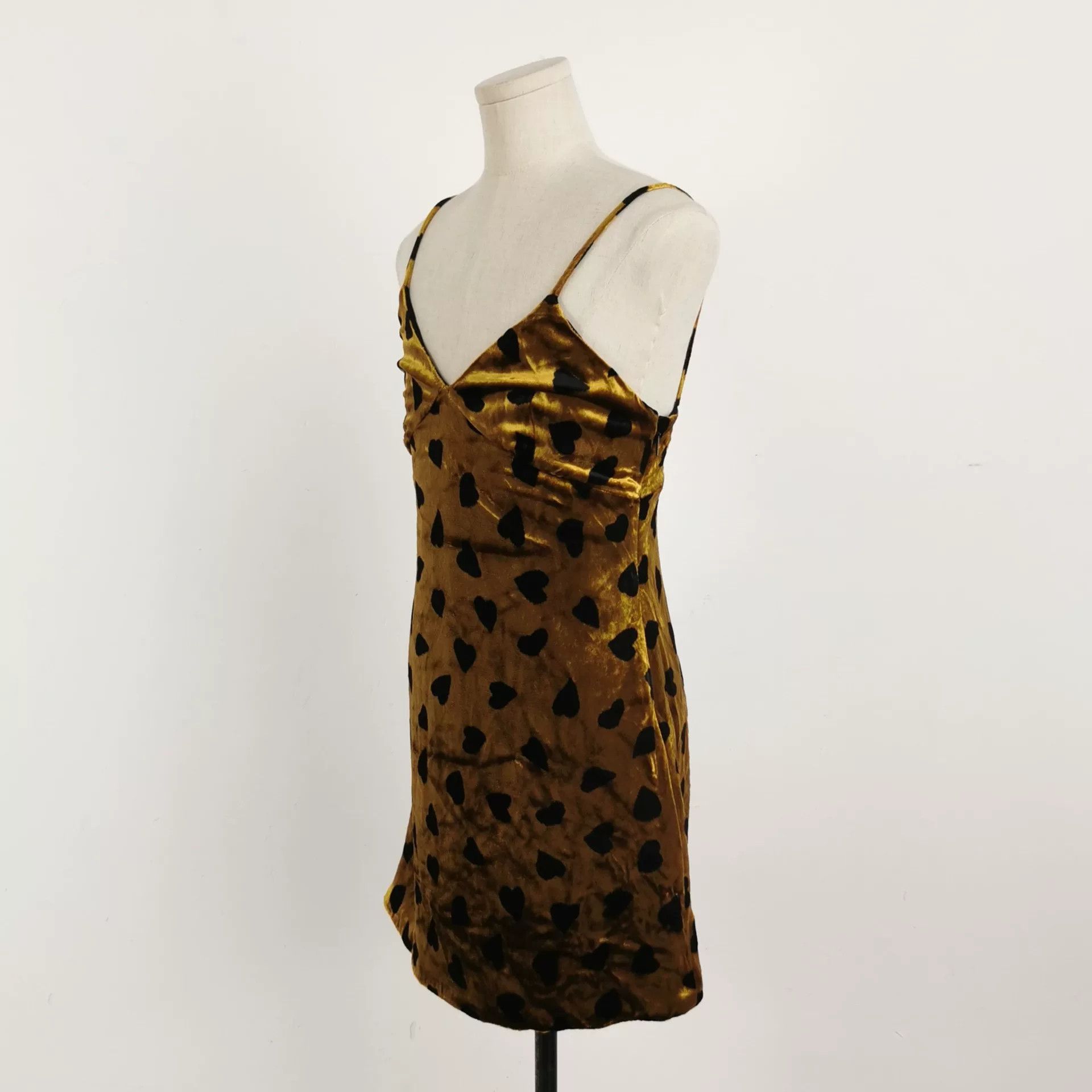 Saint Laurent Paris Saint Laurent Brown Velvet Heart Pattern Dress Size XS / US 0-2 / IT 36-38 - 2 Thumbnail