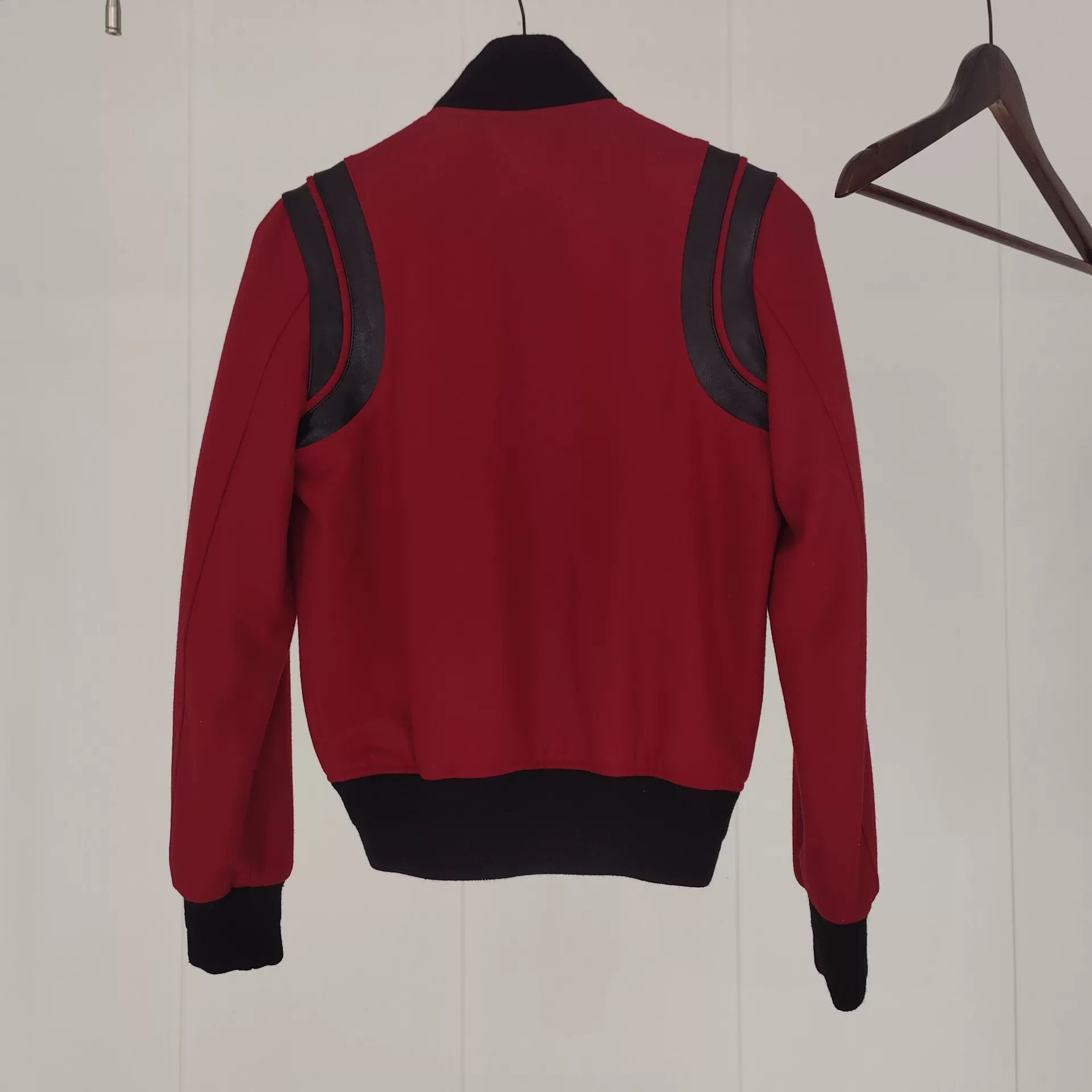 Saint Laurent Paris Saint Laurent Red Black Leather Accent Jacket Size US M / EU 48-50 / 2 - 2 Thumbnail